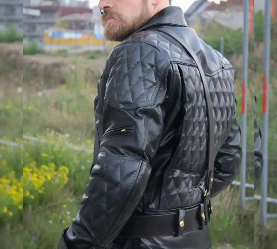 KnightMark – Men’s Armored Quilted Leather Biker Suit Luxequir Vogue
