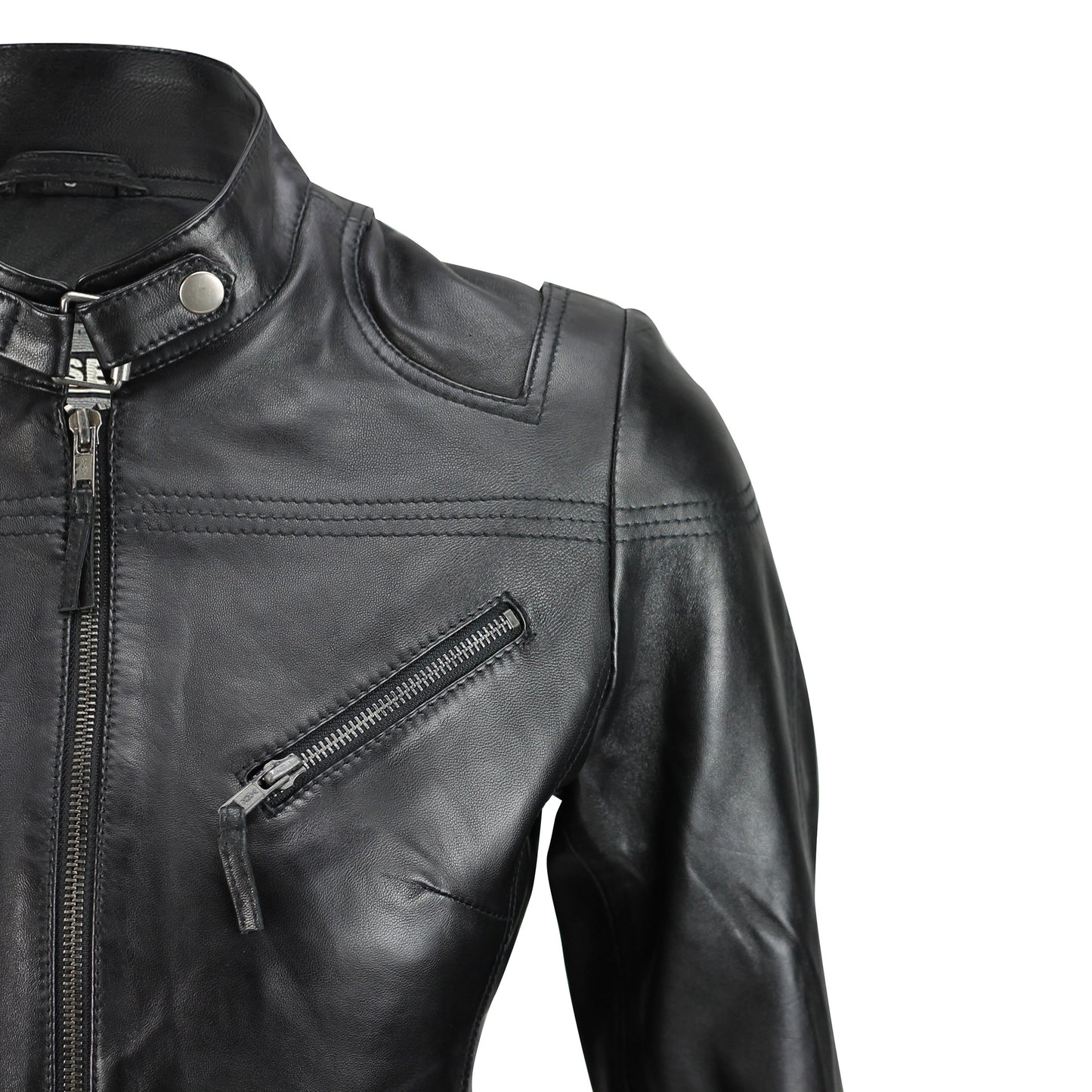 Ladies Women's Genuine Real Leather Vintage Slim Fit Biker Jacket Luxequir Vogue