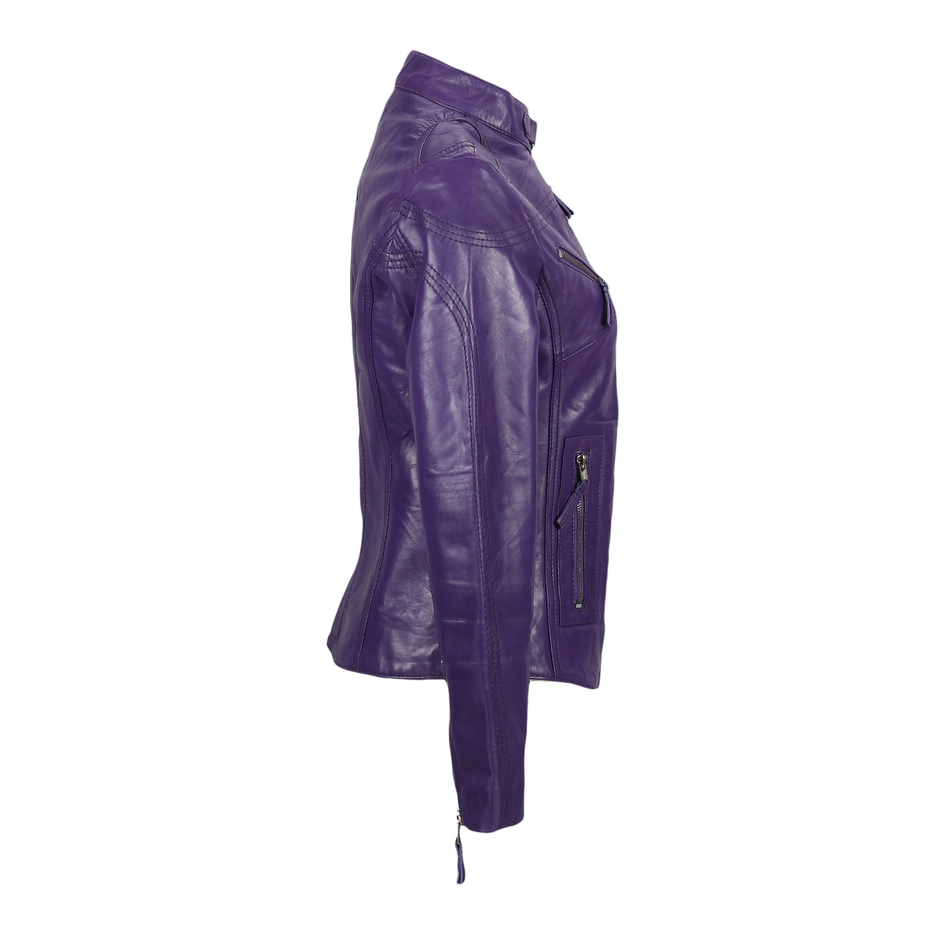 Ladies Women's Genuine Real Leather Vintage Slim Fit Biker Jacket Luxequir Vogue