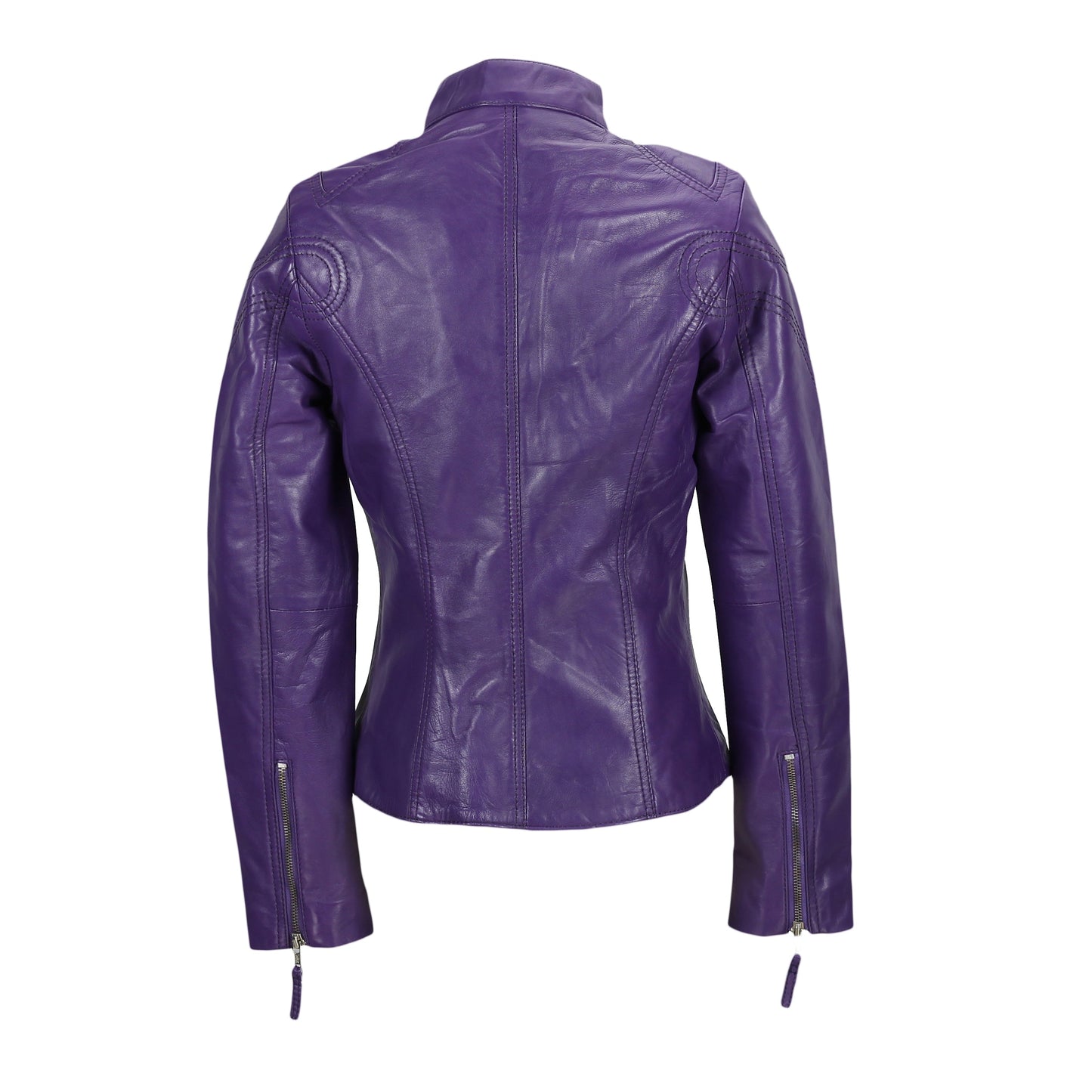 Ladies Women's Genuine Real Leather Vintage Slim Fit Biker Jacket Luxequir Vogue