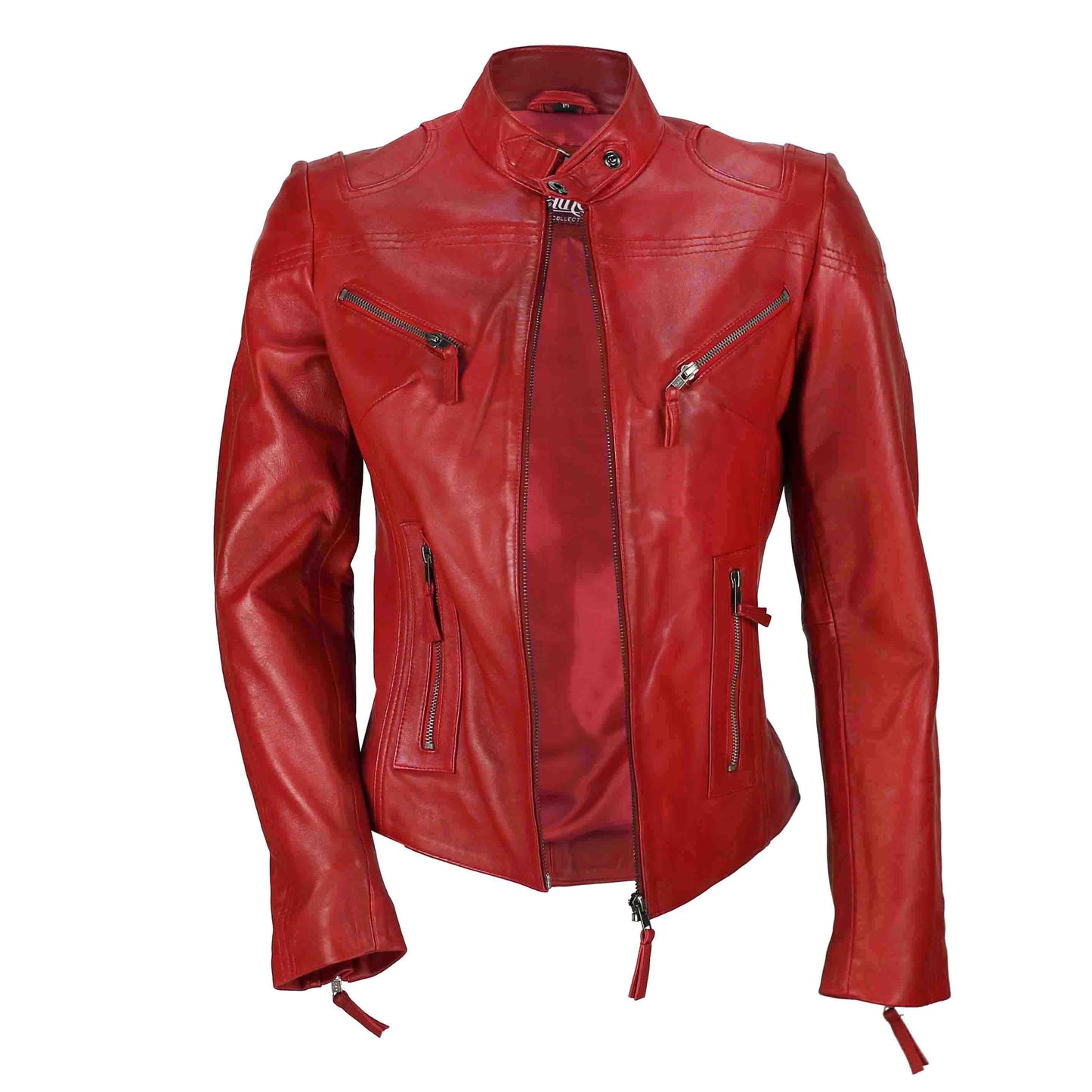Ladies Women's Genuine Real Leather Vintage Slim Fit Biker Jacket Luxequir Vogue