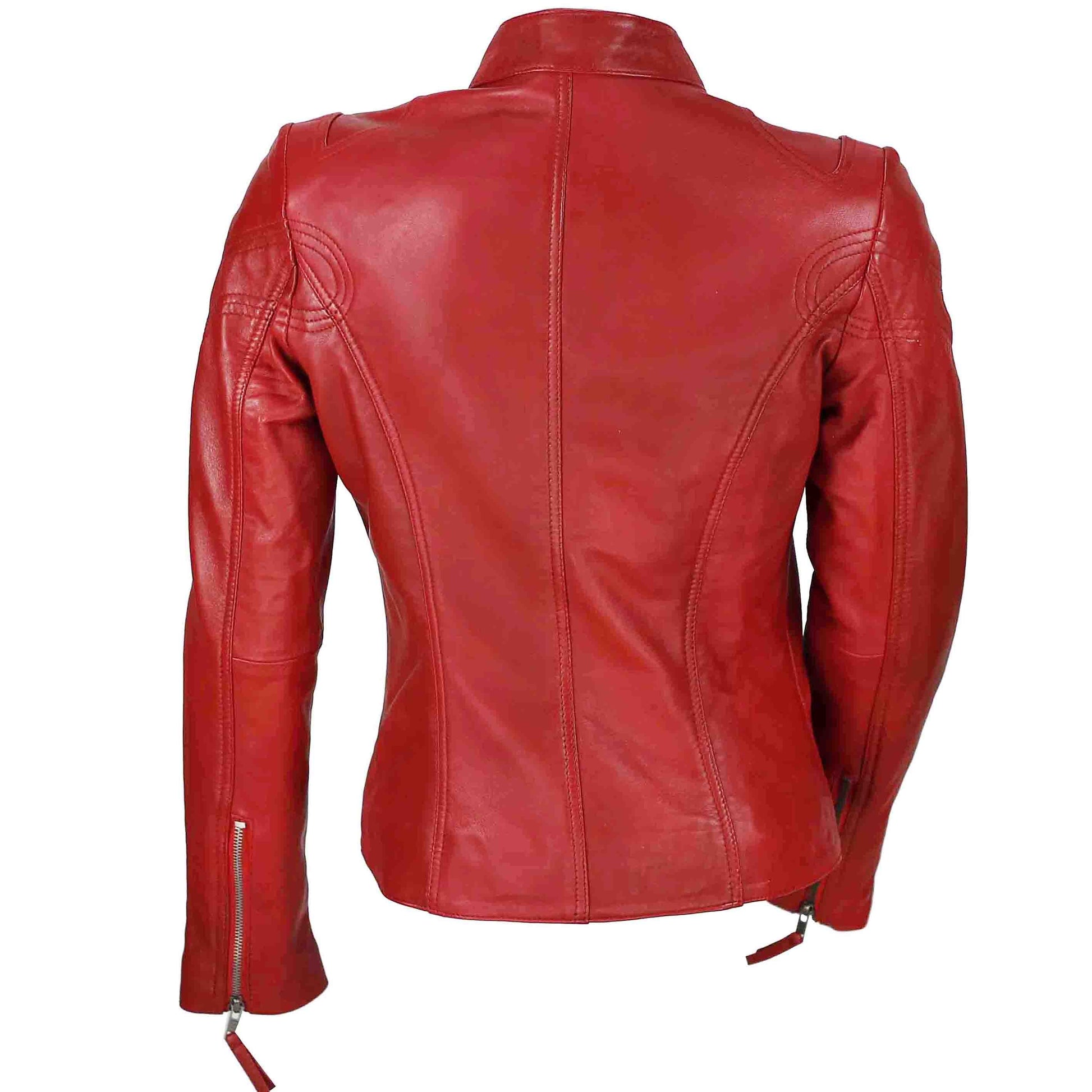 Ladies Women's Genuine Real Leather Vintage Slim Fit Biker Jacket Luxequir Vogue