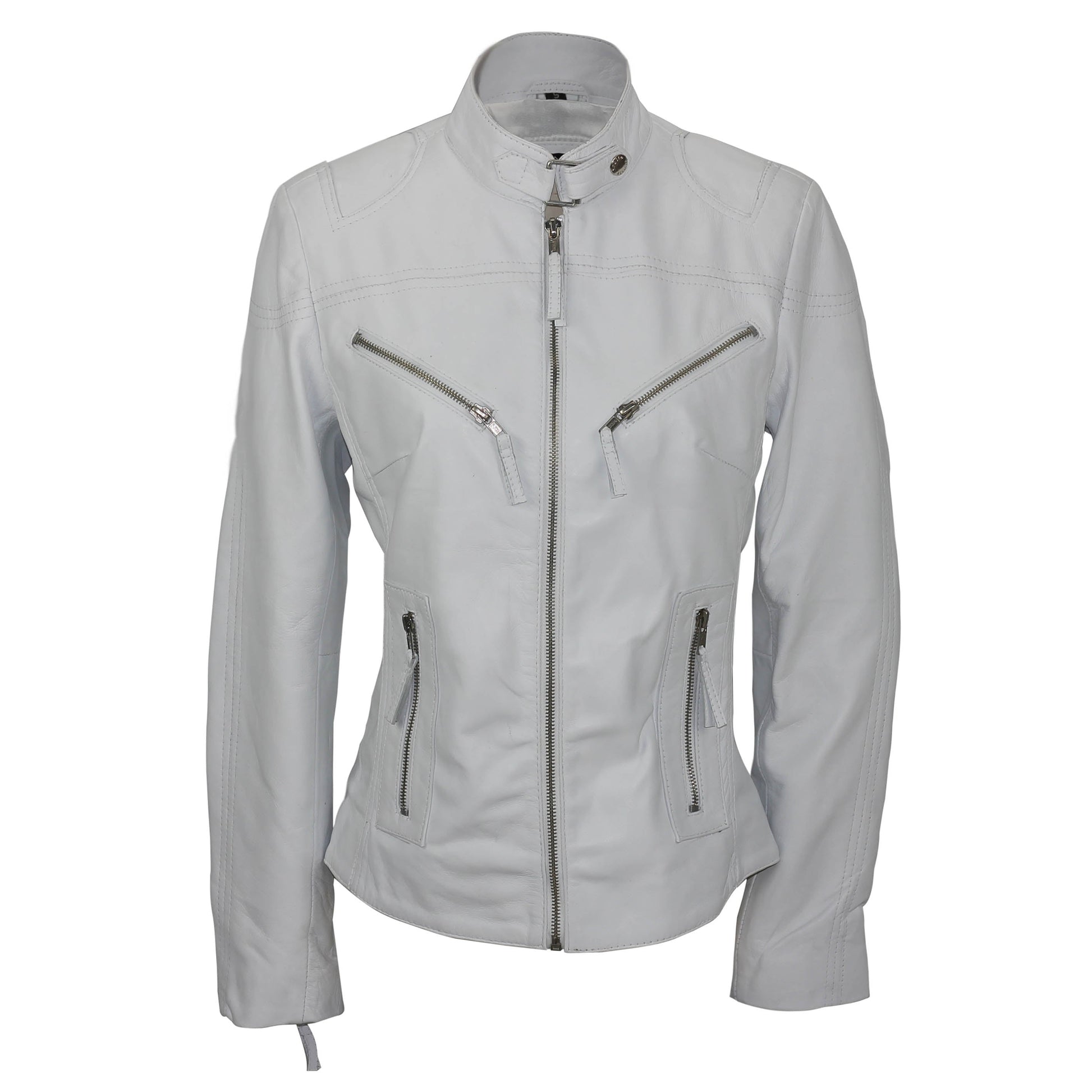 Ladies Women's Genuine Real Leather Vintage Slim Fit Biker Jacket Luxequir Vogue