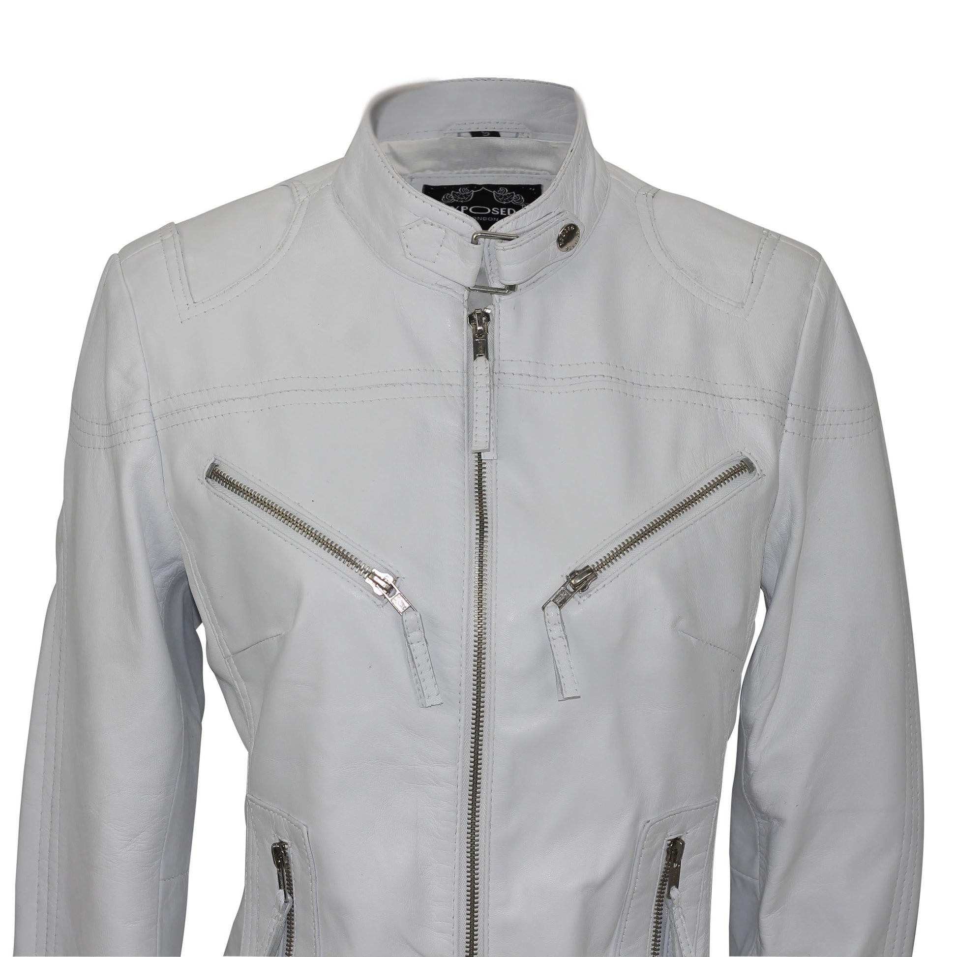 Ladies Women's Genuine Real Leather Vintage Slim Fit Biker Jacket Luxequir Vogue