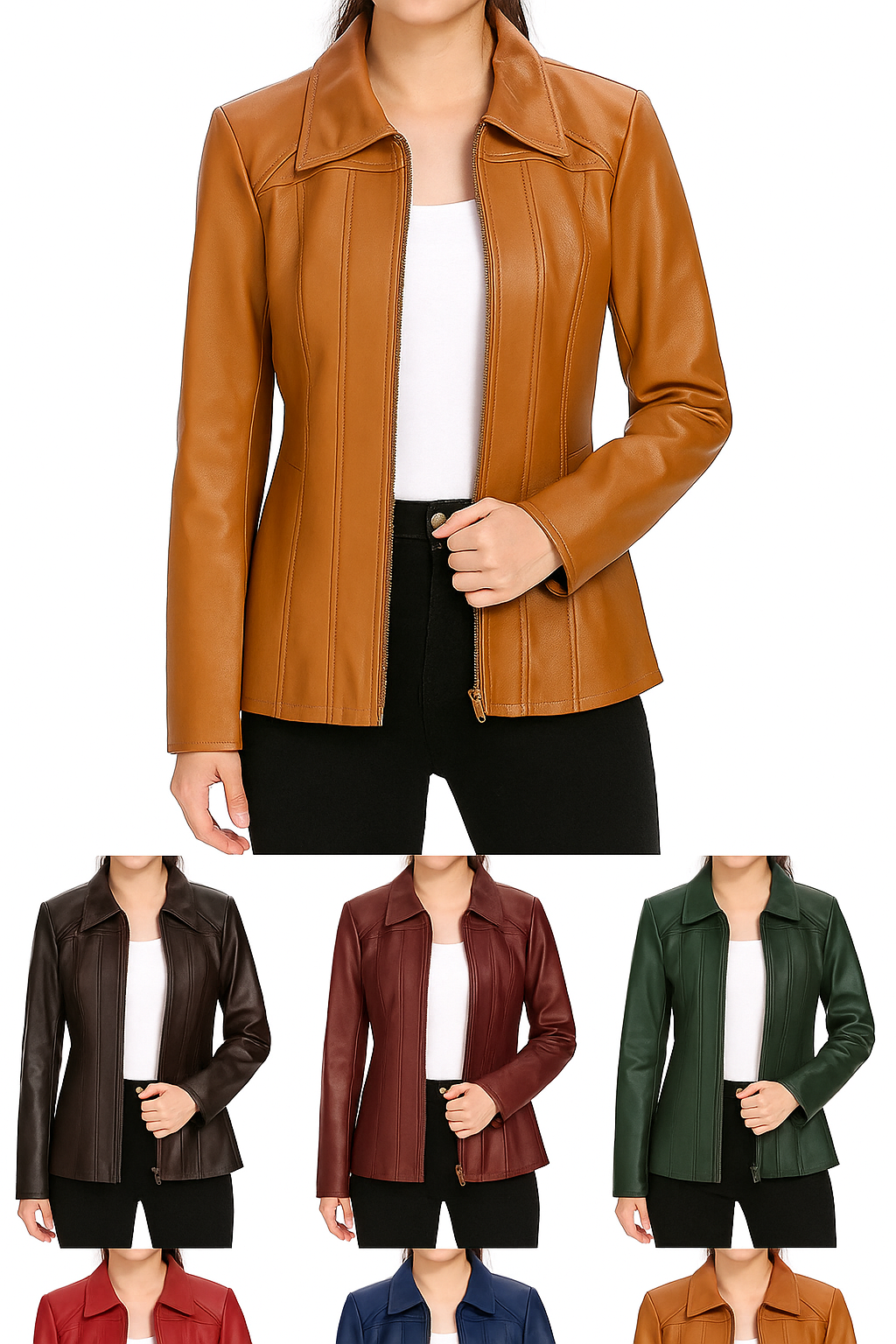 Linea Luxe – Women’s Longline Leather Jacket Luxequir Vogue