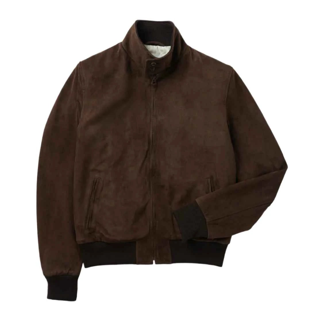 Luxequir “Valente Suede Moto-Bomber” Jacket – Rustic Walnut Brown
