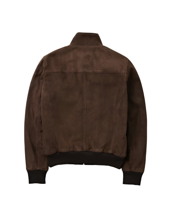 Luxequir “Valente Suede Moto-Bomber” Jacket – Rustic Walnut Brown Luxequir Vogue