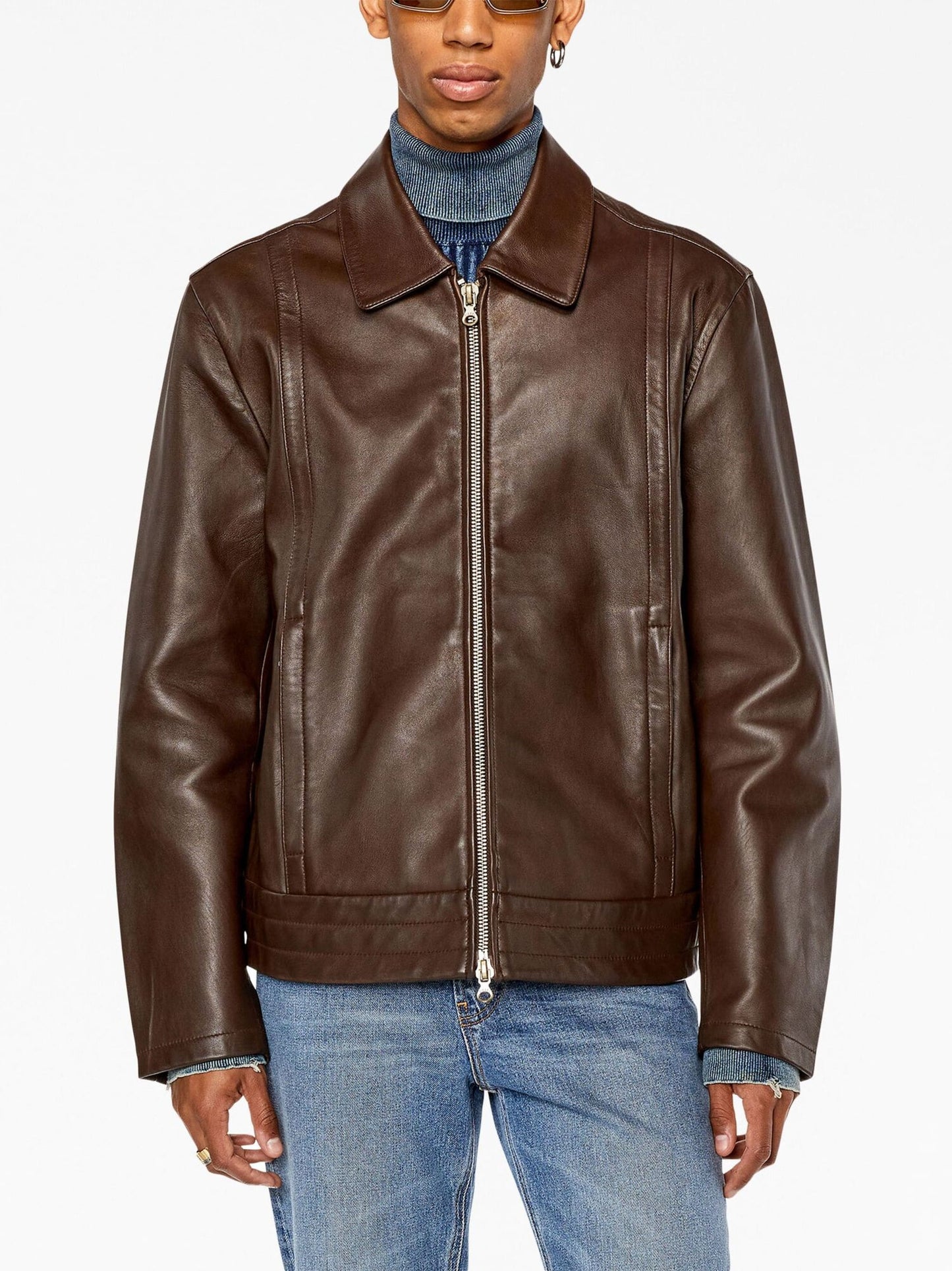 Luxequir Heritage Edition – Men’s Classic Brown Leather Zip Jacket Luxequir Vogue