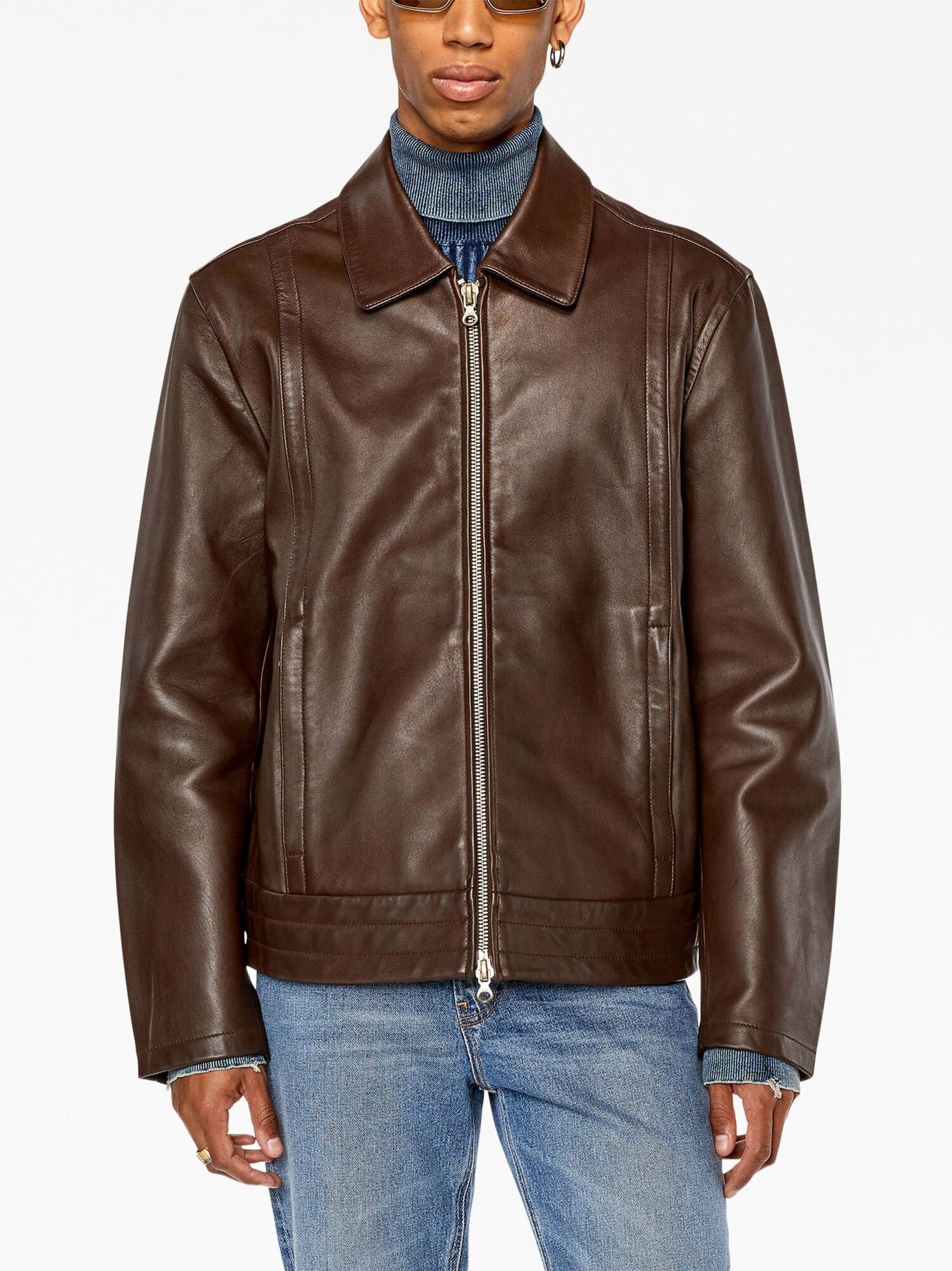 Luxequir Heritage Edition – Men’s Classic Brown Leather Zip Jacket Luxequir Vogue