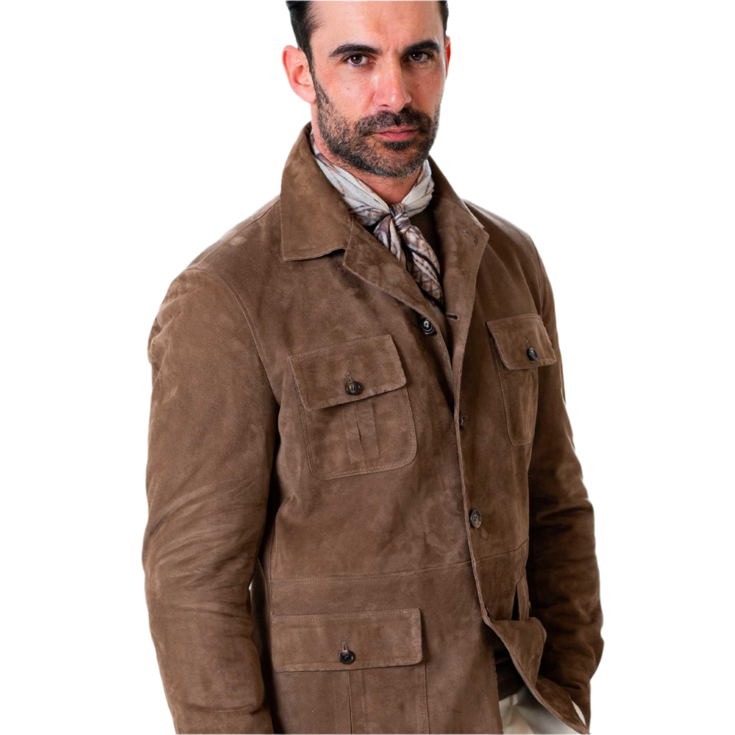 Arden Trail Safari Jacket – Earthtone Brown Suede Luxequir Vogue
