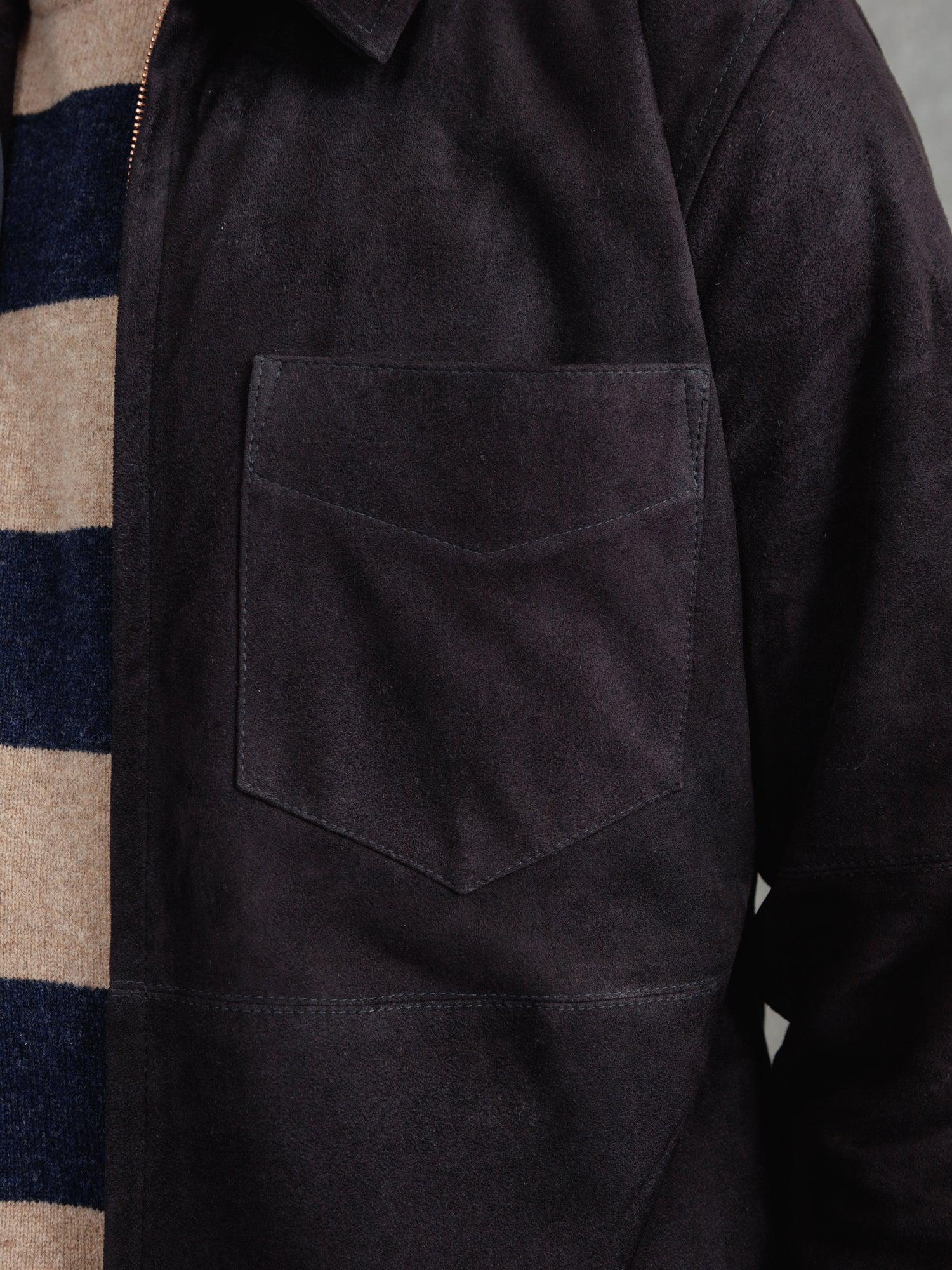 Westshore Ink Overshirt – Deep Black Suede Luxequir Vogue