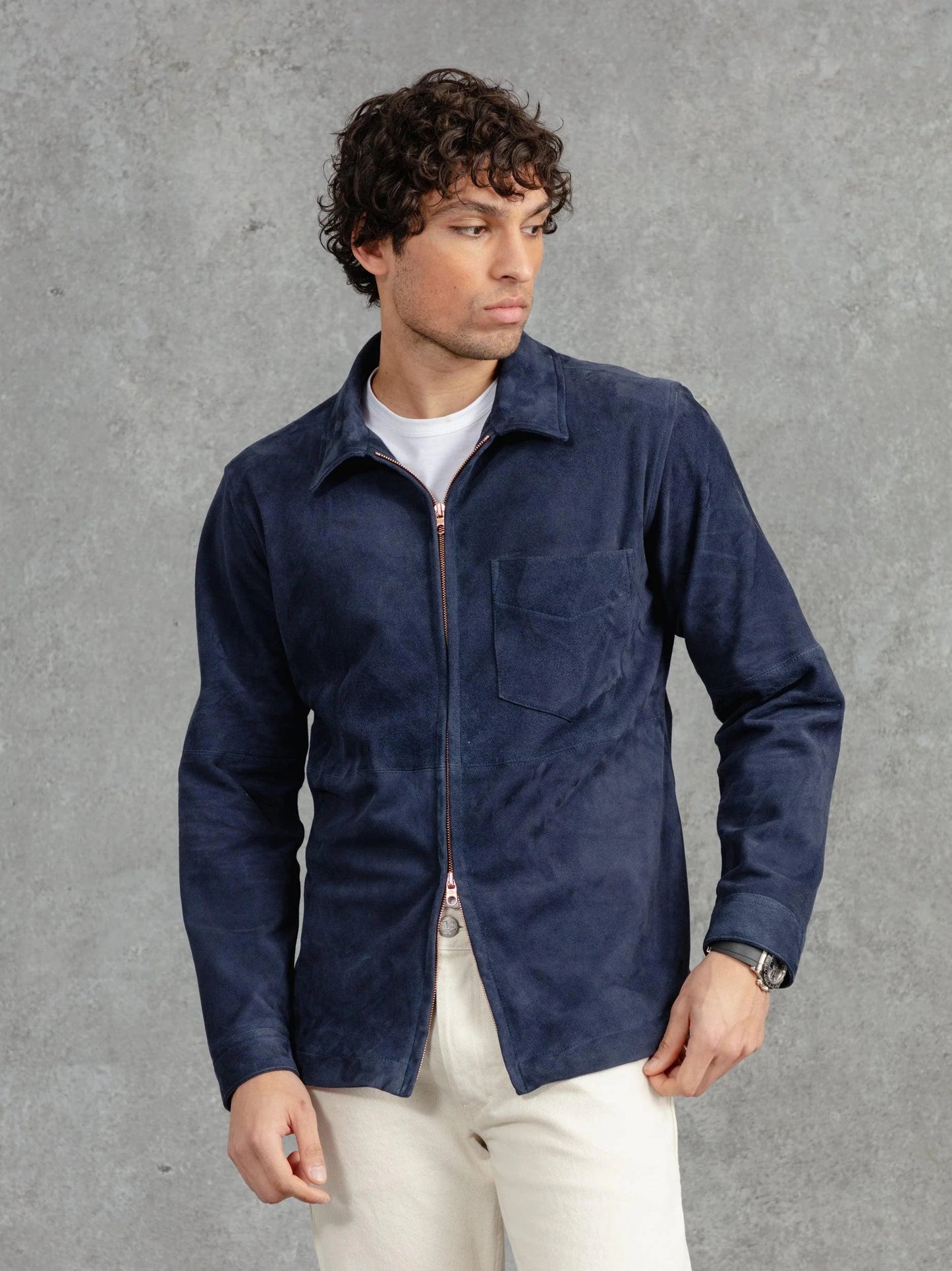 The Suede Panelled Overshirt – Luxequir Collection Navy Luxequir Vogue