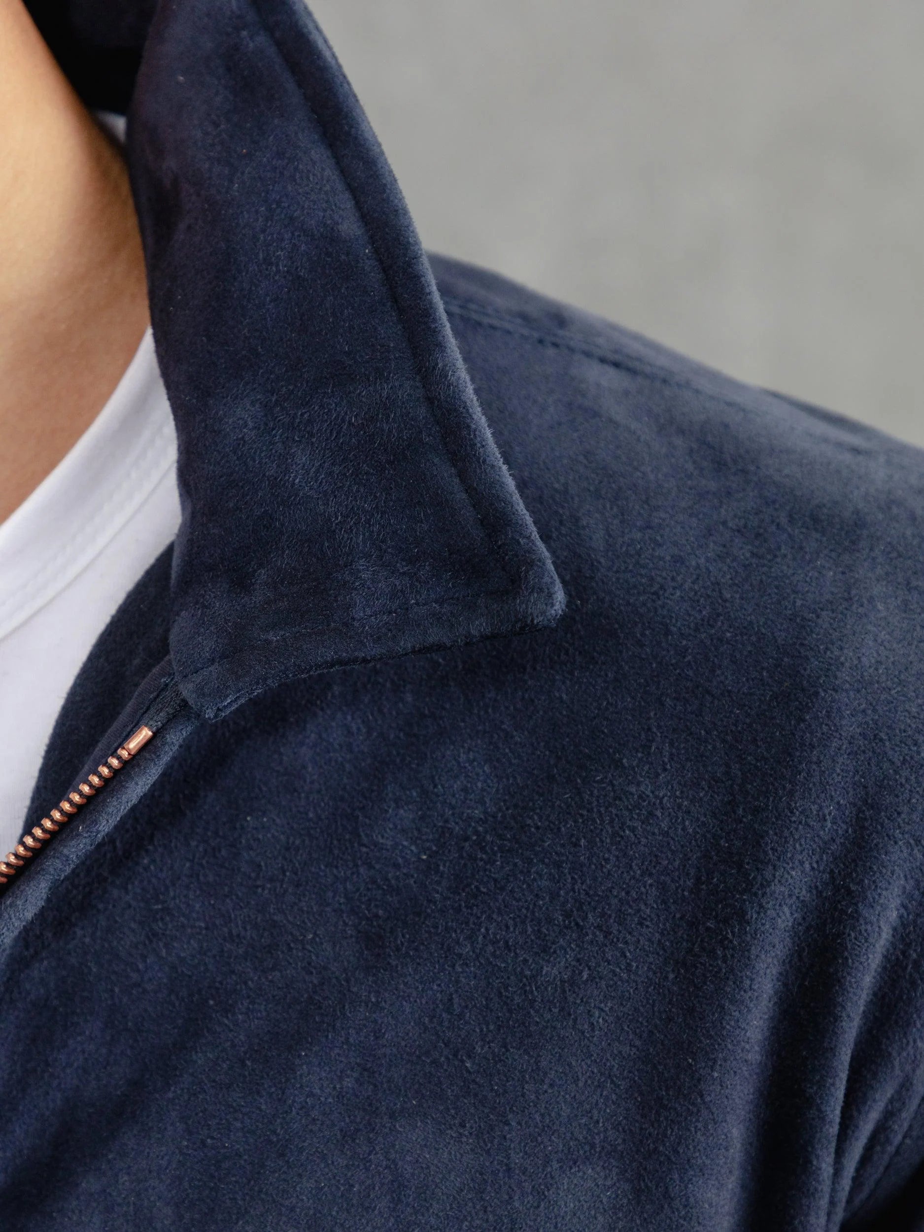The Suede Panelled Overshirt – Luxequir Collection Navy Luxequir Vogue