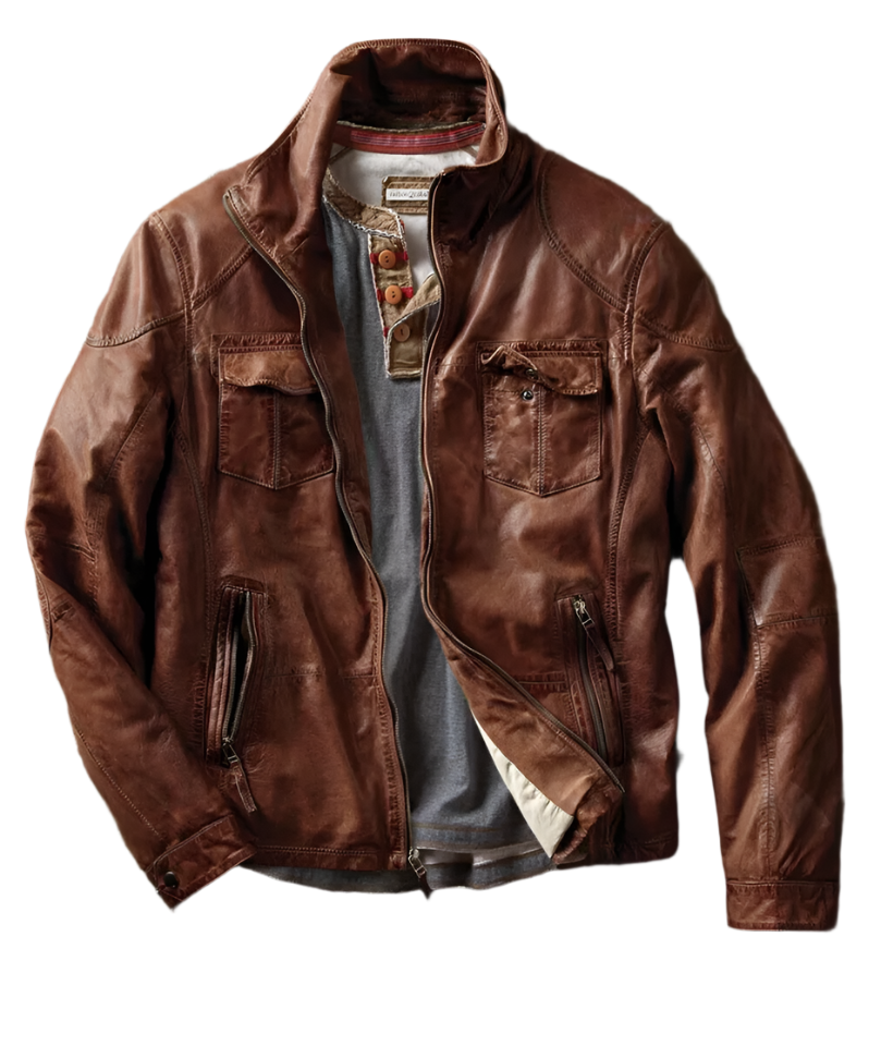 Vintage Torque – Men’s Distressed Brown Leather Biker Jacket Luxequir Vogue