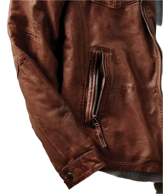 Vintage Torque – Men’s Distressed Brown Leather Biker Jacket Luxequir Vogue