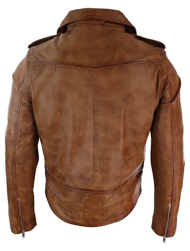 Brando Biker – Classic Brown Motorcycle Leather Jacket Luxequir Vogue