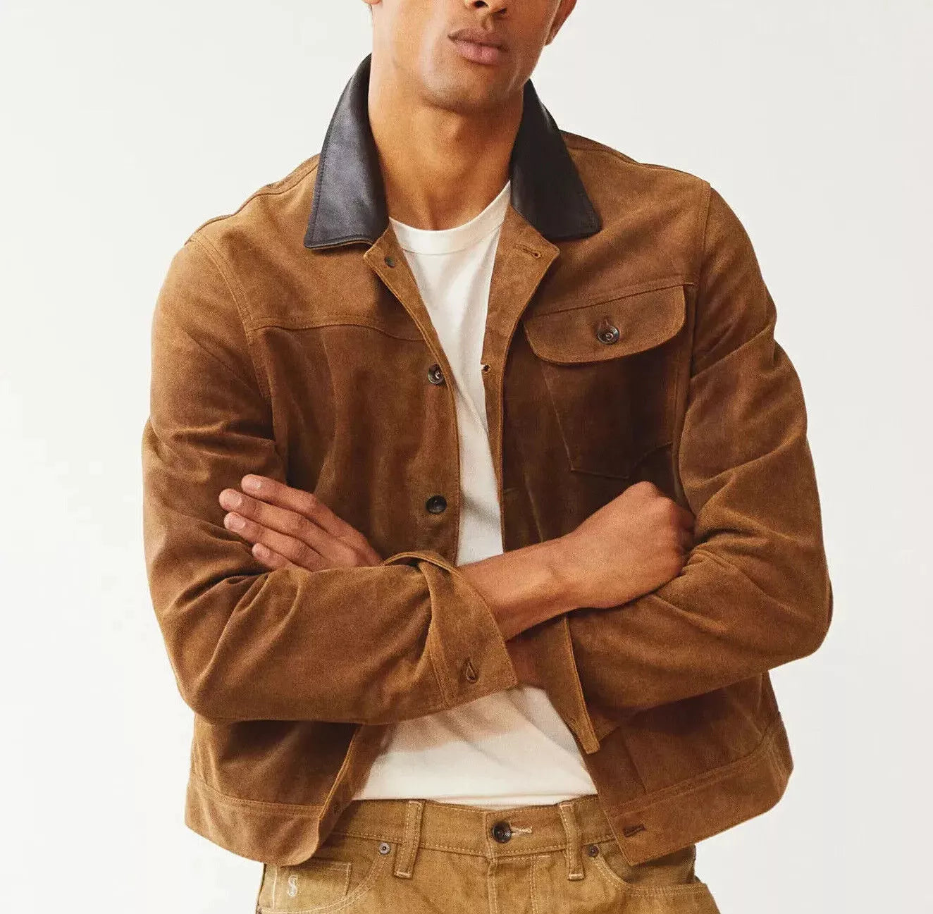 Bronzed Oak Suede Trucker – Classic Fit Luxequir Vogue