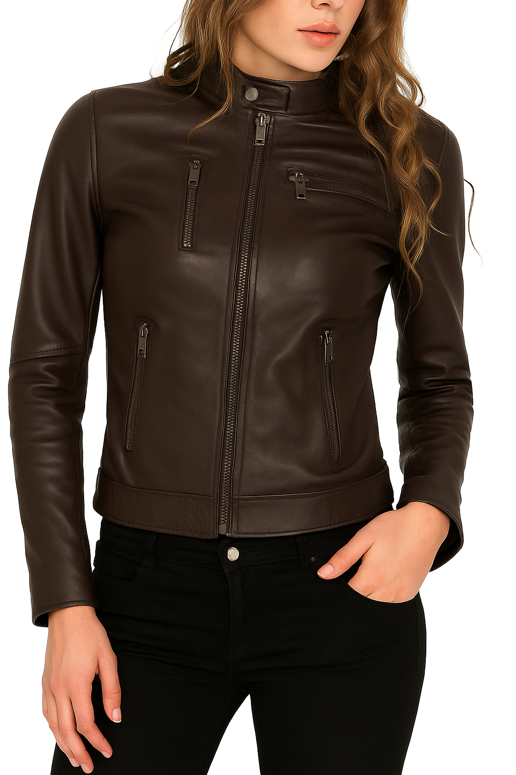 Midnight Edge – Women’s Real Lambskin Leather Biker Jacket Luxequir Vogue