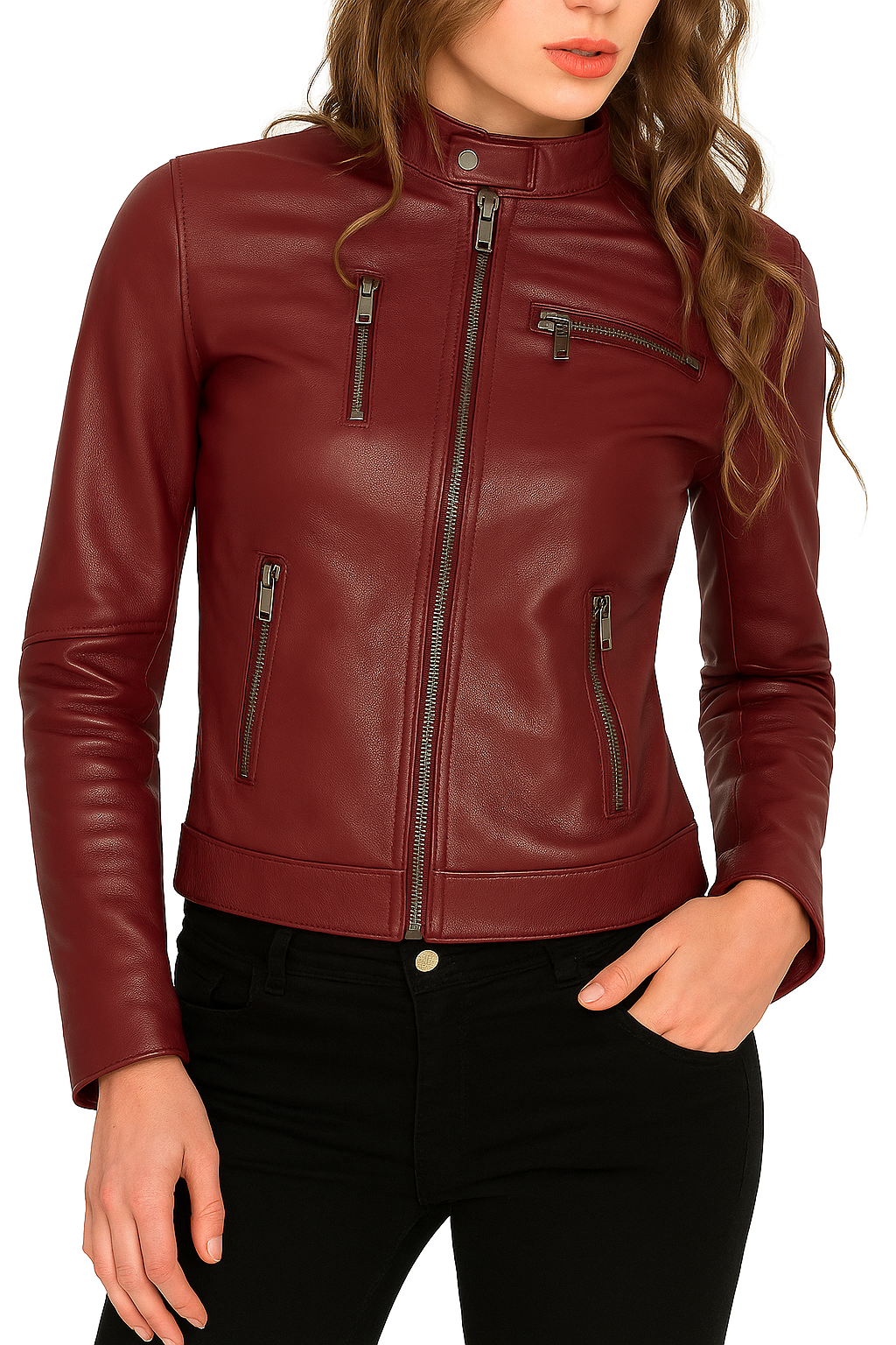 Midnight Edge – Women’s Real Lambskin Leather Biker Jacket Luxequir Vogue