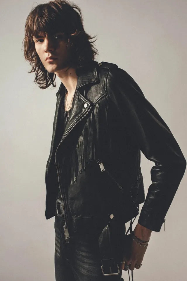 Midnight Fringe Biker – 100% Genuine Leather Luxequir Vogue