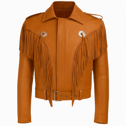 Midnight Stallion Men’s Fringed Leather Biker Jacket for Western Style Luxequir Vogue