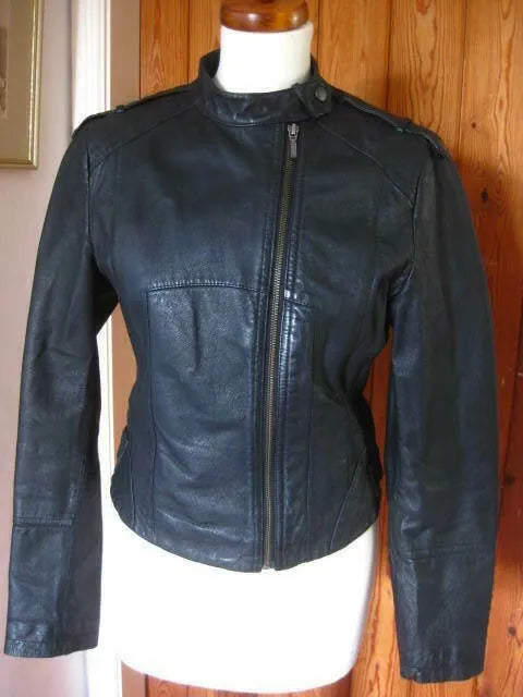Luxequir-Leather Jacket biker racer buckles asymmetric zip Black soft real Luxequir Vogue