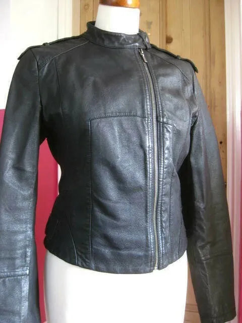Luxequir-Leather Jacket biker racer buckles asymmetric zip Black soft real Luxequir Vogue