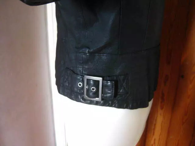 Luxequir-Leather Jacket biker racer buckles asymmetric zip Black soft real Luxequir Vogue