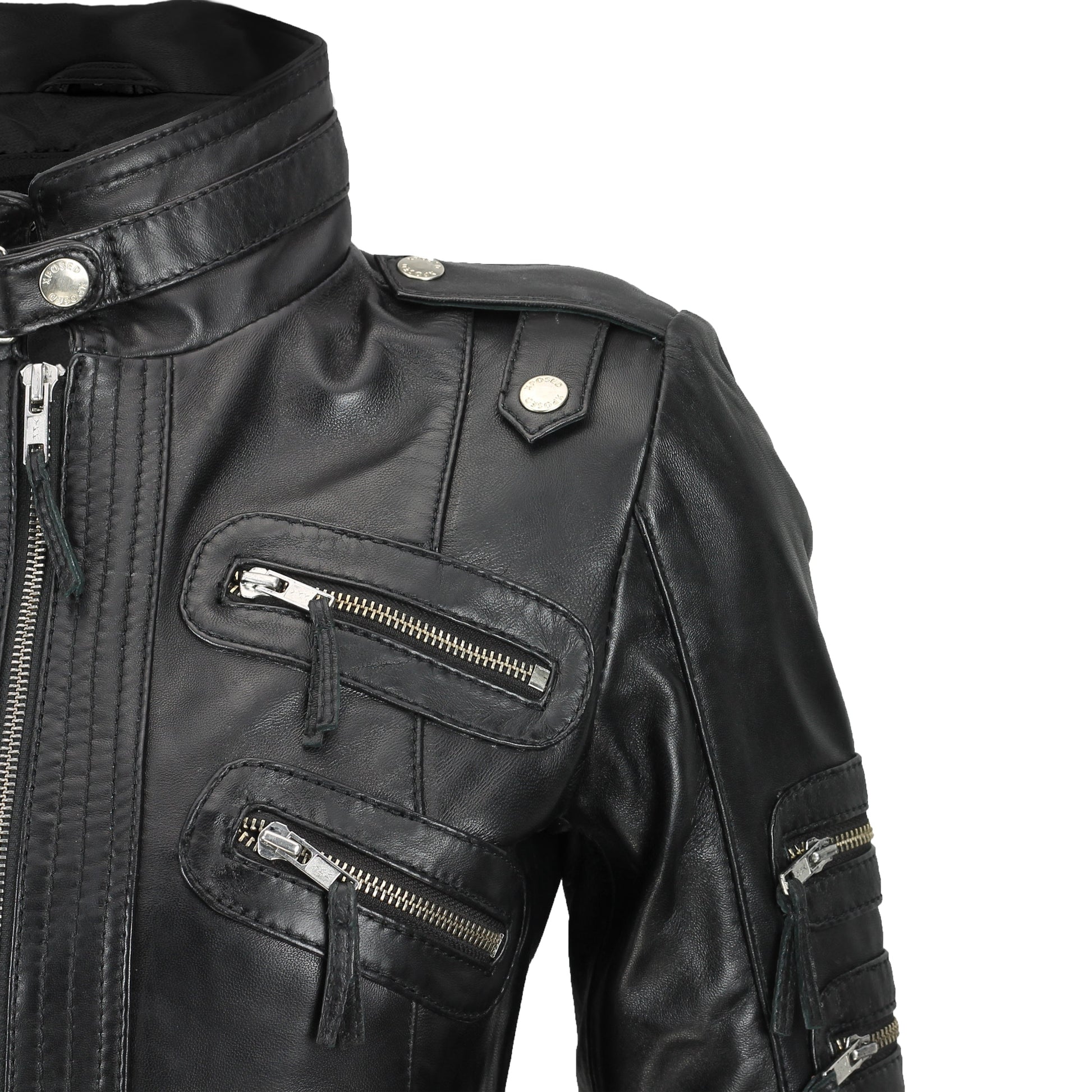 Ladies Women's Real Leather Slim Fit Soft Zip Biker Style Jacket Luxequir Vogue