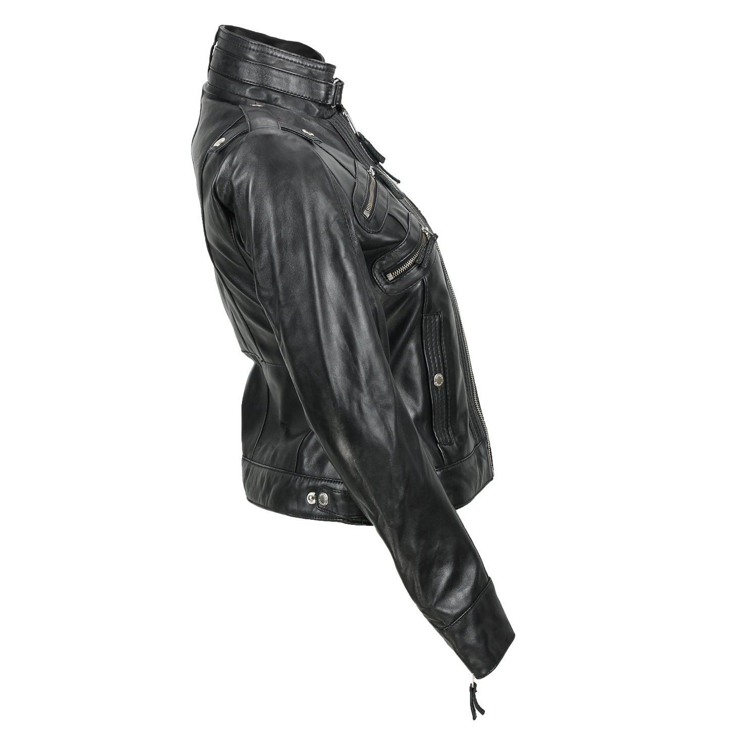 Ladies Women's Real Leather Slim Fit Soft Zip Biker Style Jacket Luxequir Vogue