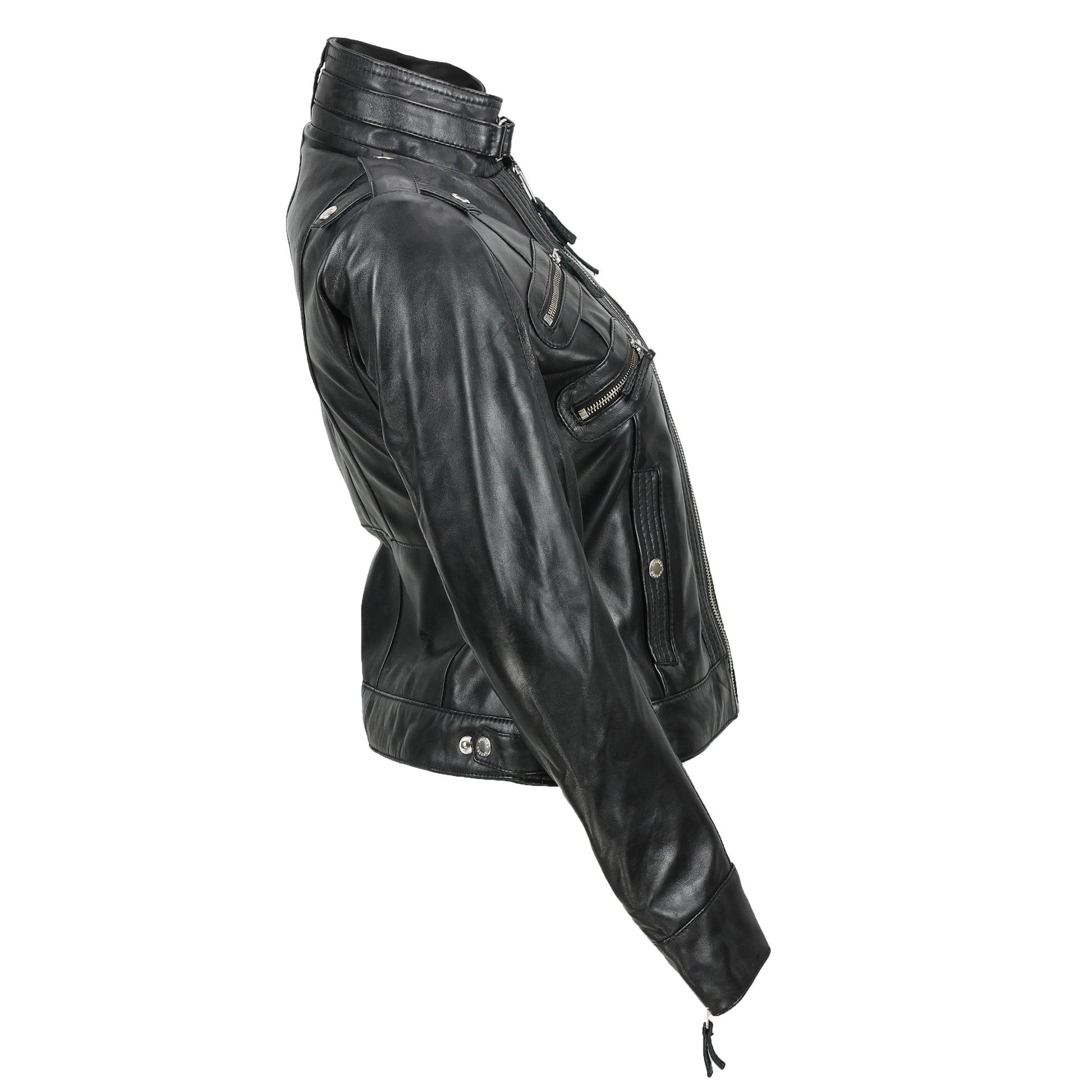 Ladies Women's Real Leather Slim Fit Soft Zip Biker Style Jacket Luxequir Vogue