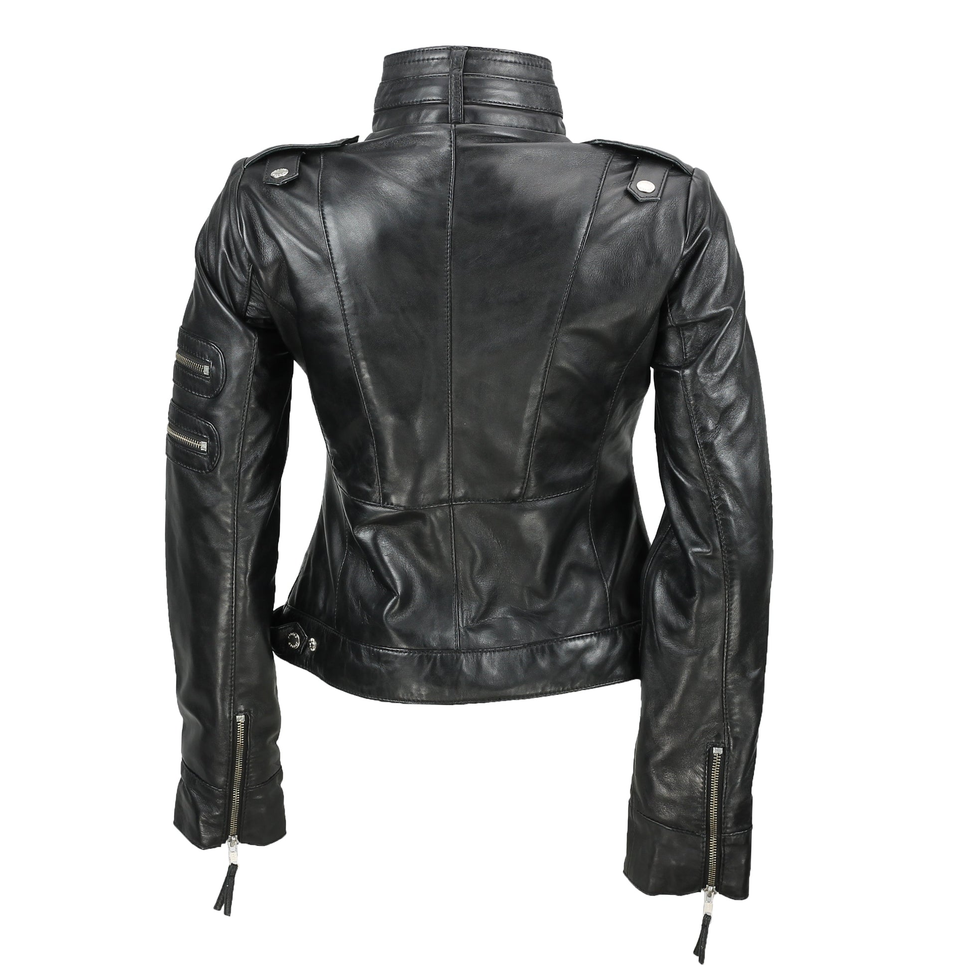 Ladies Women's Real Leather Slim Fit Soft Zip Biker Style Jacket Luxequir Vogue