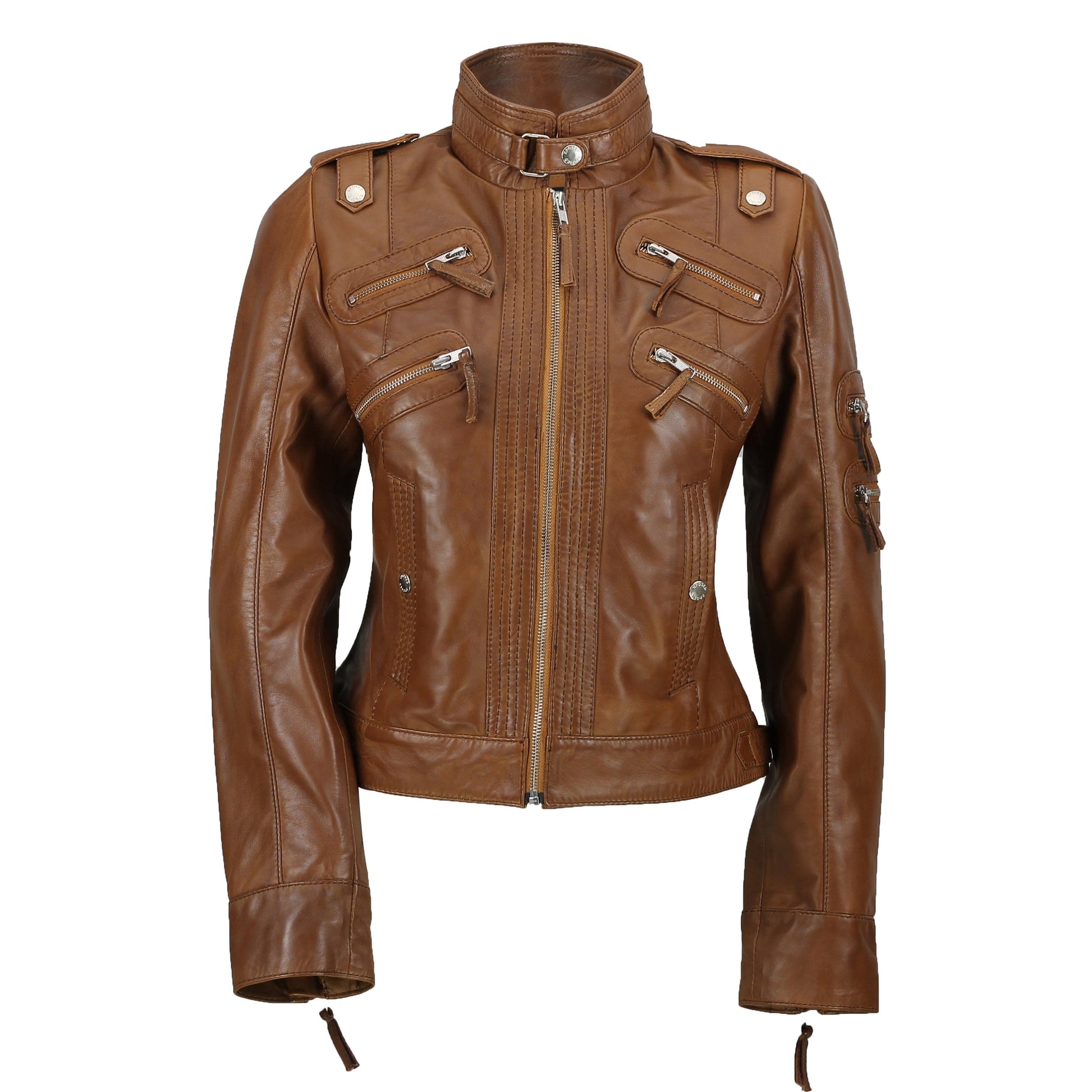 Ladies Women's Real Leather Slim Fit Soft Zip Biker Style Jacket Luxequir Vogue