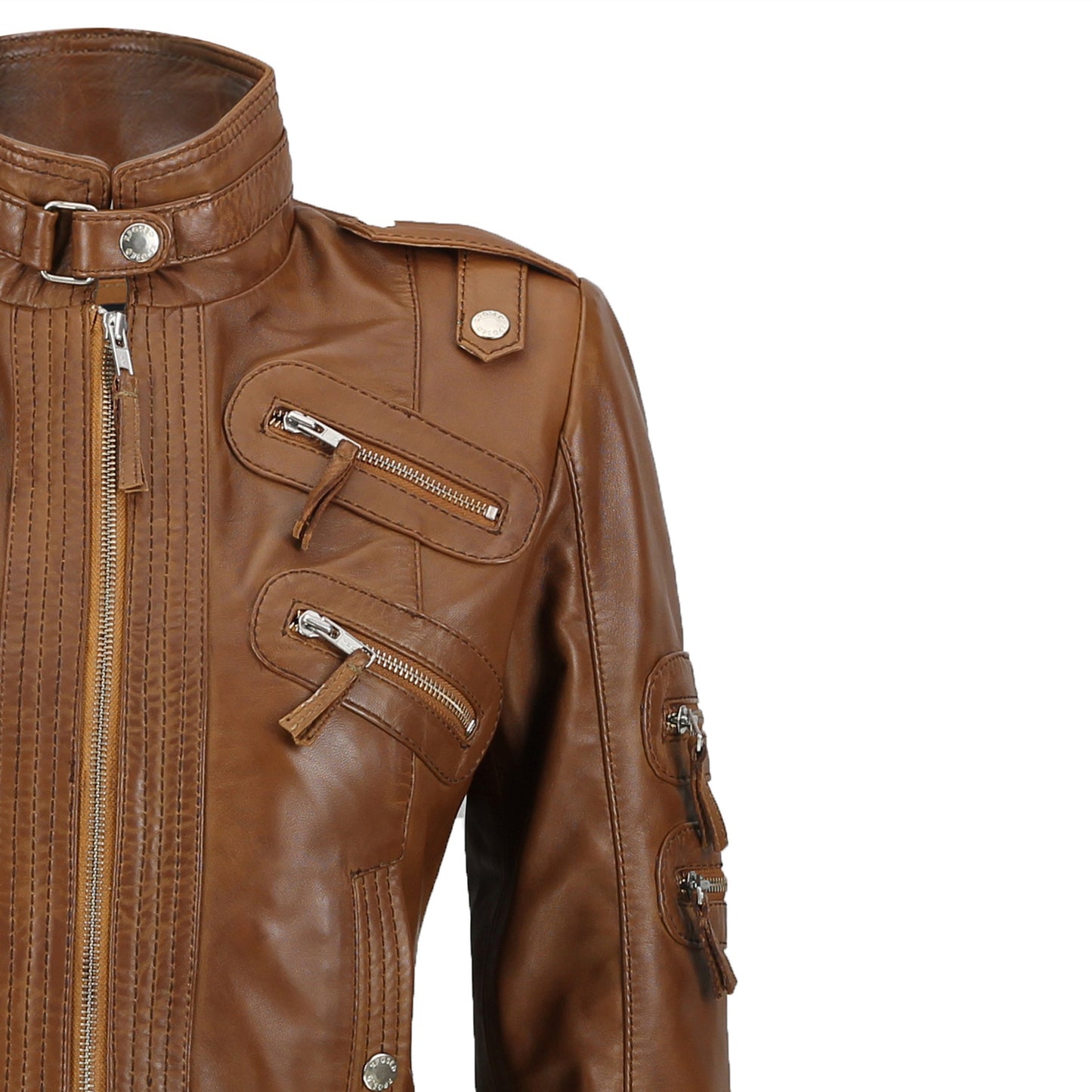 Ladies Women's Real Leather Slim Fit Soft Zip Biker Style Jacket Luxequir Vogue