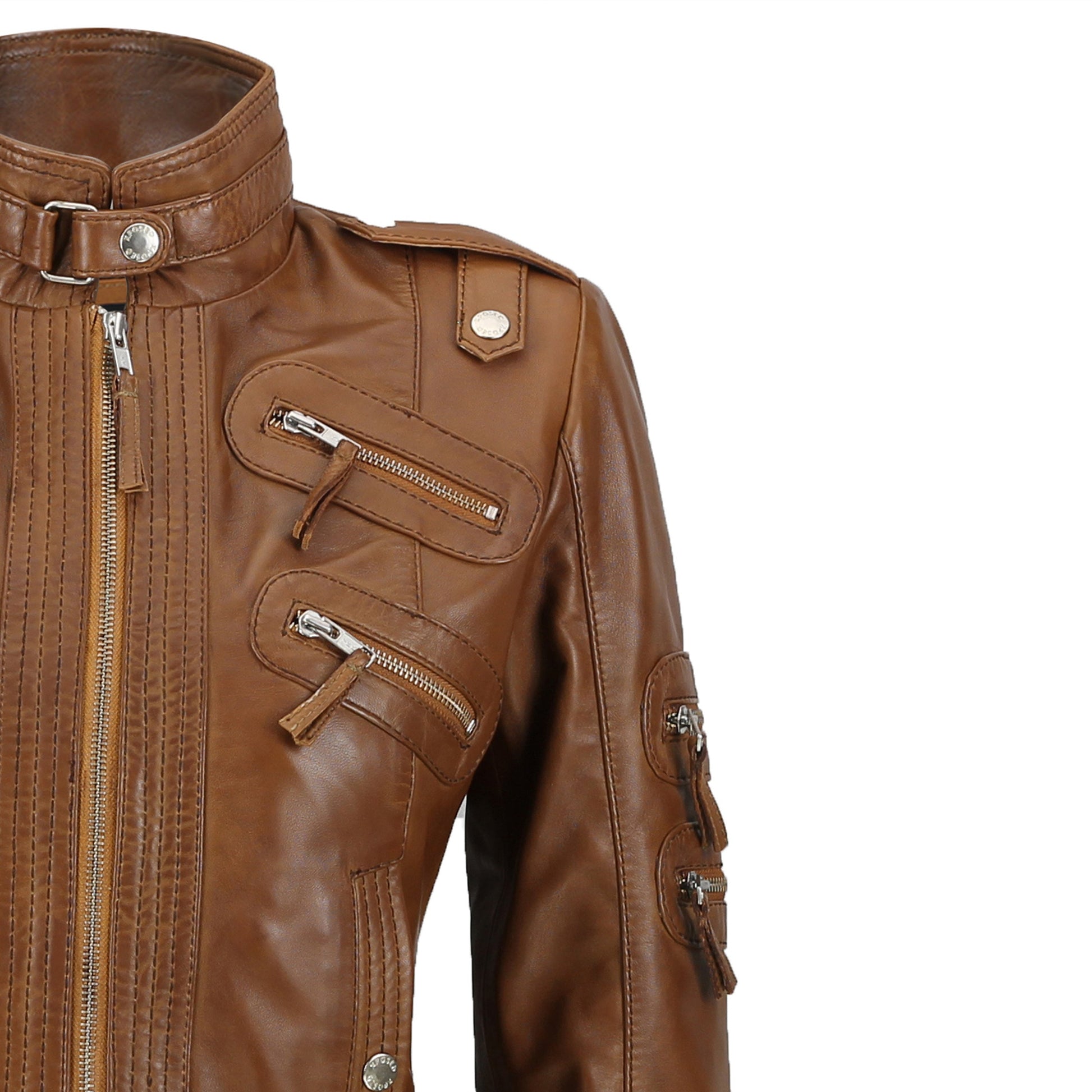 Ladies Women's Real Leather Slim Fit Soft Zip Biker Style Jacket Luxequir Vogue
