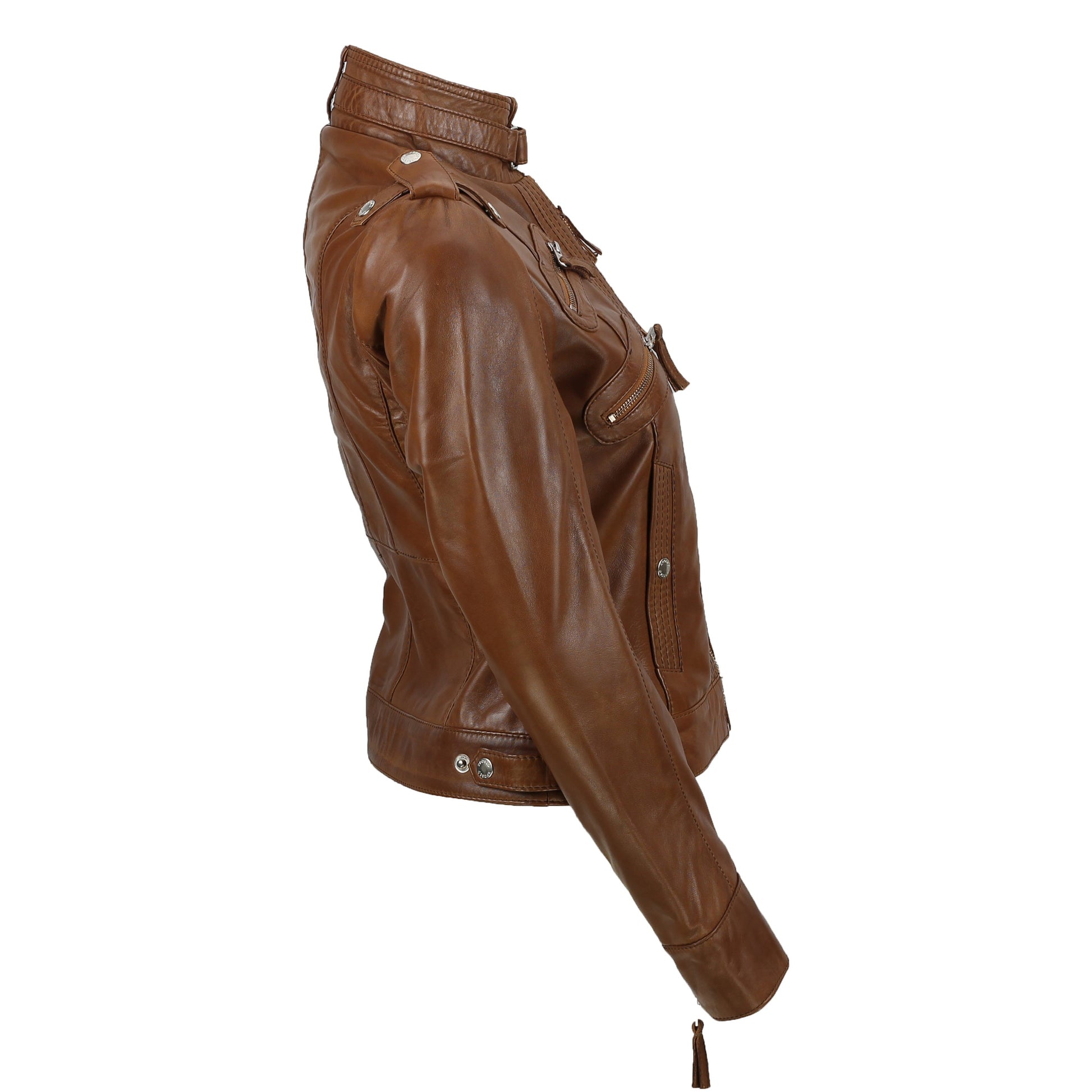 Ladies Women's Real Leather Slim Fit Soft Zip Biker Style Jacket Luxequir Vogue