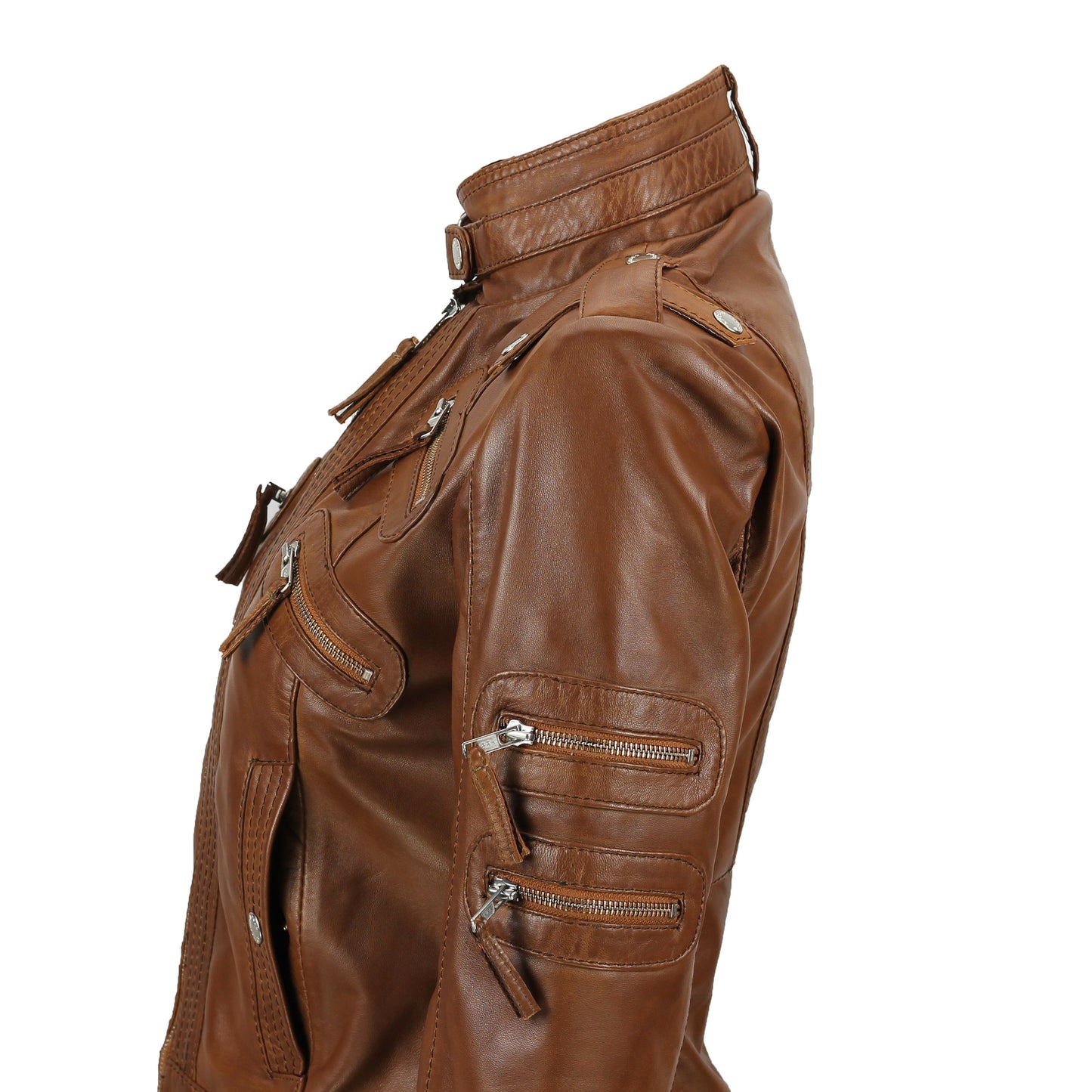 Ladies Women's Real Leather Slim Fit Soft Zip Biker Style Jacket Luxequir Vogue