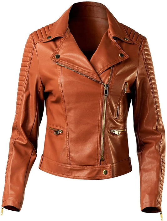 Women Genuine Lambskin Real Leather Jacket Ladies Slim Fit Biker Coat Luxequir Vogue