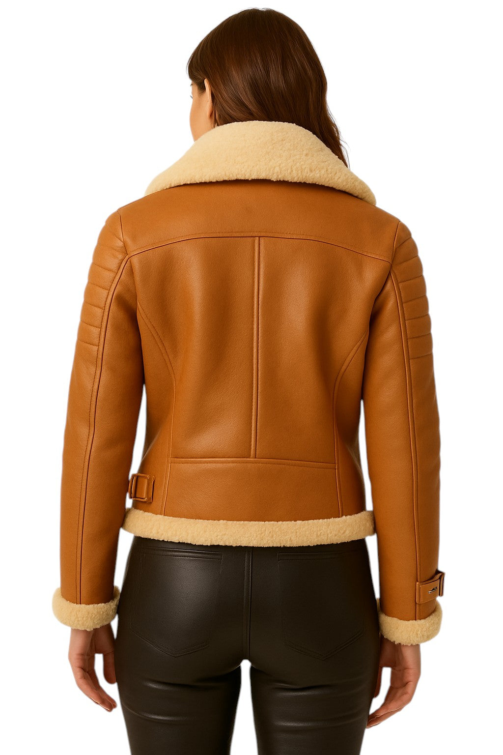Noir Haven – Women's Shearling-Lined Cropped Aviator Jacket Luxequir Vogue