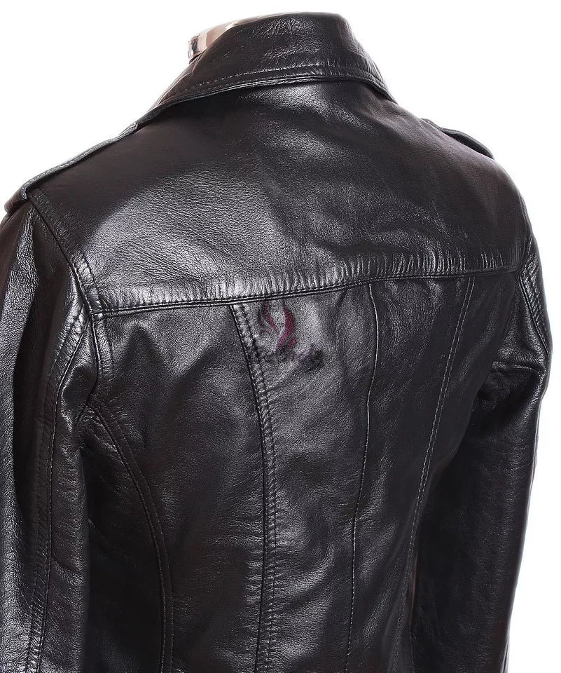 Luxequir-Ladies Leather Jacket Black Classic Fashion Real Leather Jacket Luxequir Vogue