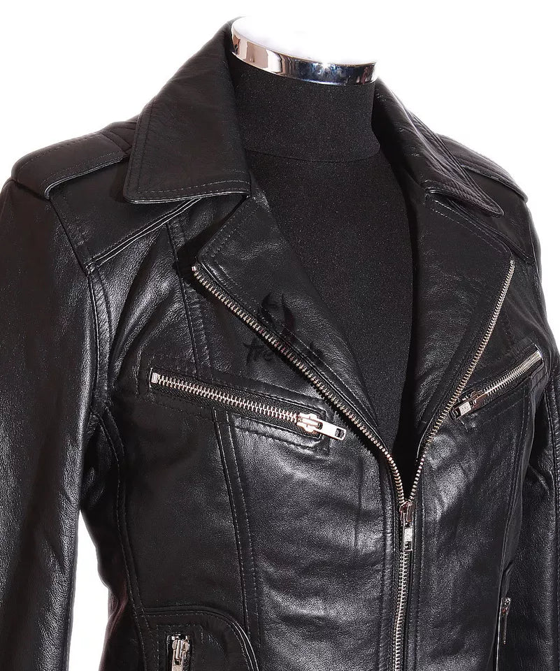 Luxequir-Ladies Leather Jacket Black Classic Fashion Real Leather Jacket Luxequir Vogue