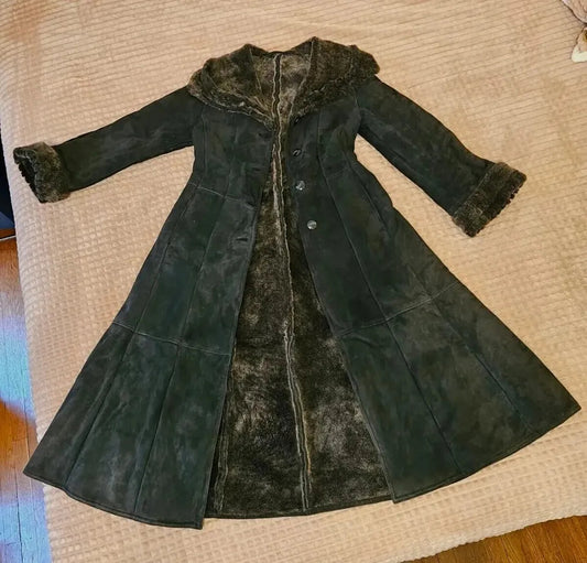 Luxequir-REAL 100% GENUINE SHEEPSKIN Shear ling Leather long Coat Luxequir Vogue