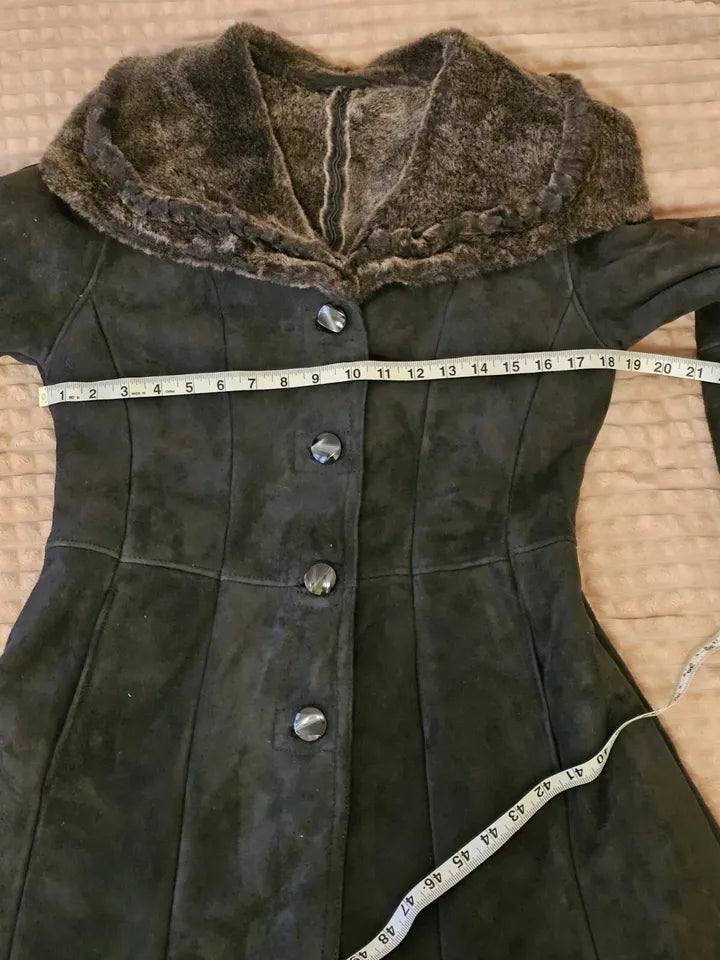 Luxequir-REAL 100% GENUINE SHEEPSKIN Shear ling Leather long Coat Luxequir Vogue