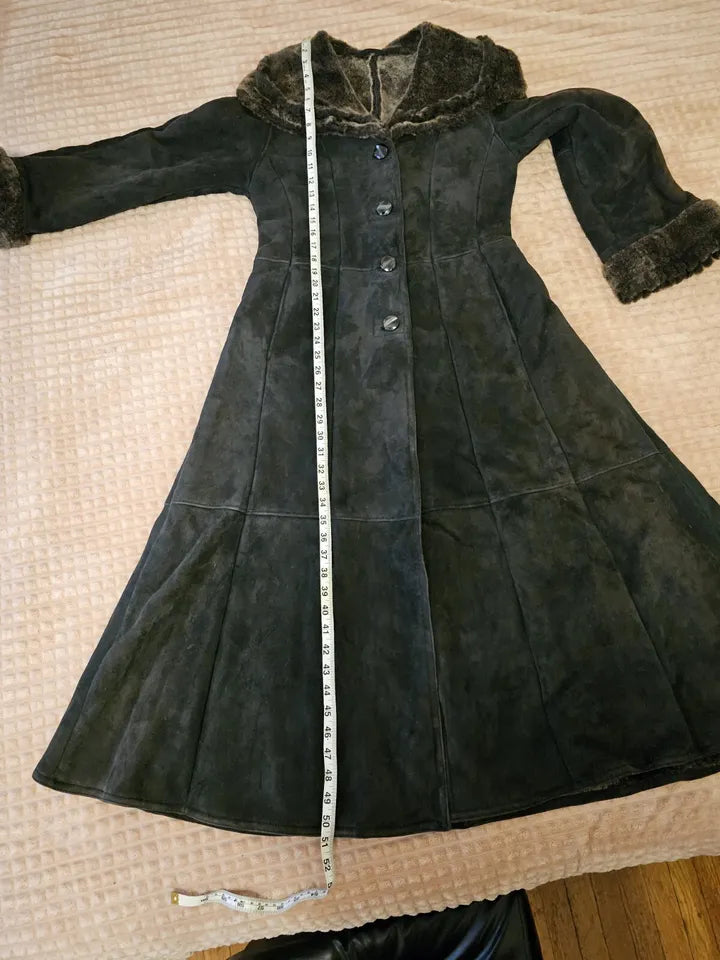 Luxequir-REAL 100% GENUINE SHEEPSKIN Shear ling Leather long Coat Luxequir Vogue