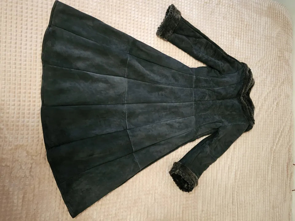 Luxequir-REAL 100% GENUINE SHEEPSKIN Shear ling Leather long Coat Luxequir Vogue