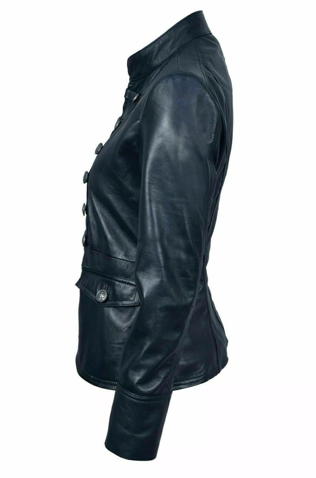 Black leather jacket on a white background