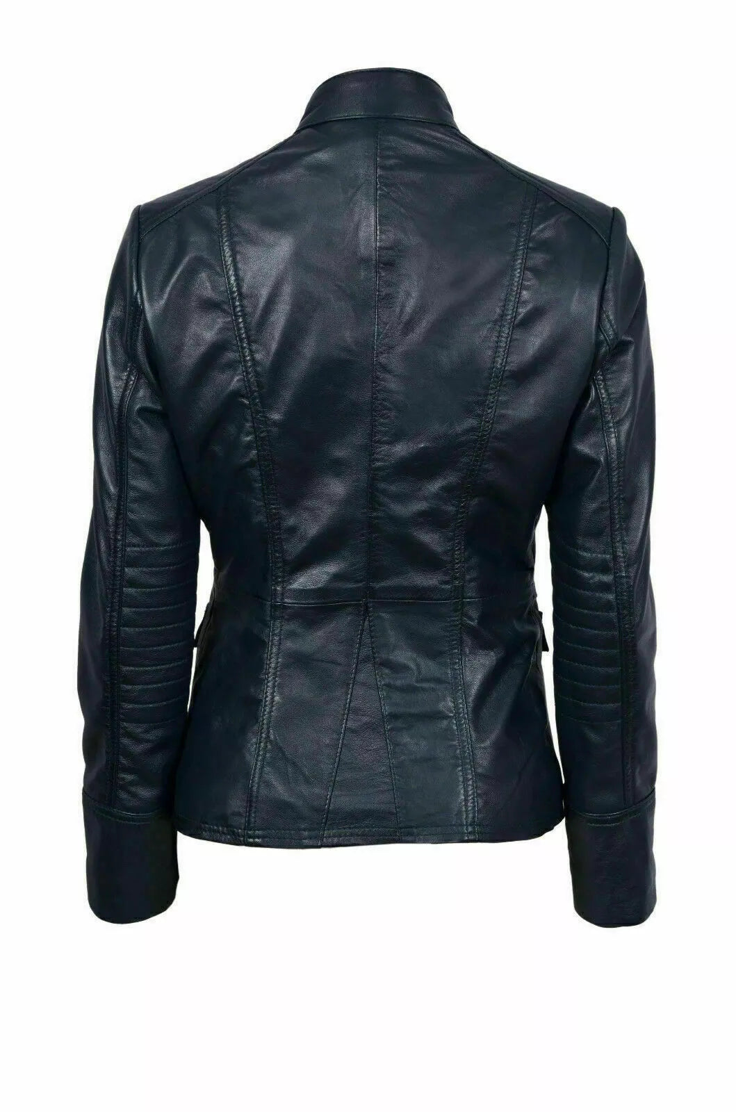 Black leather jacket on a white background