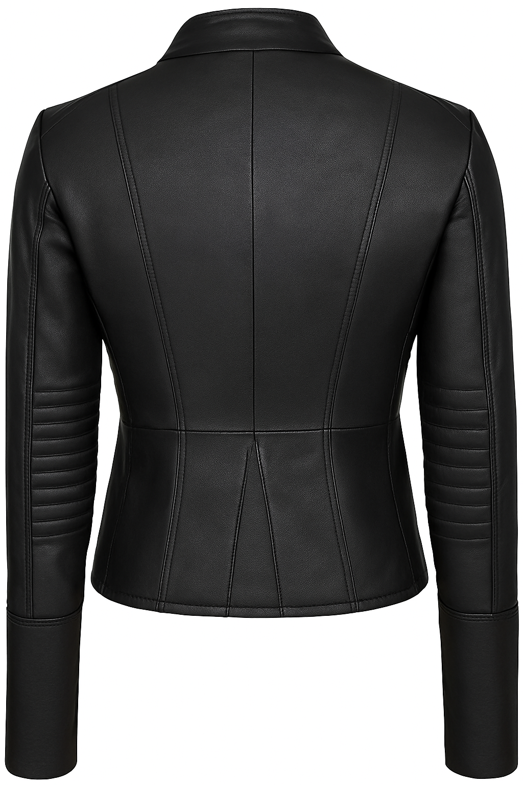 Black leather jacket on a white background
