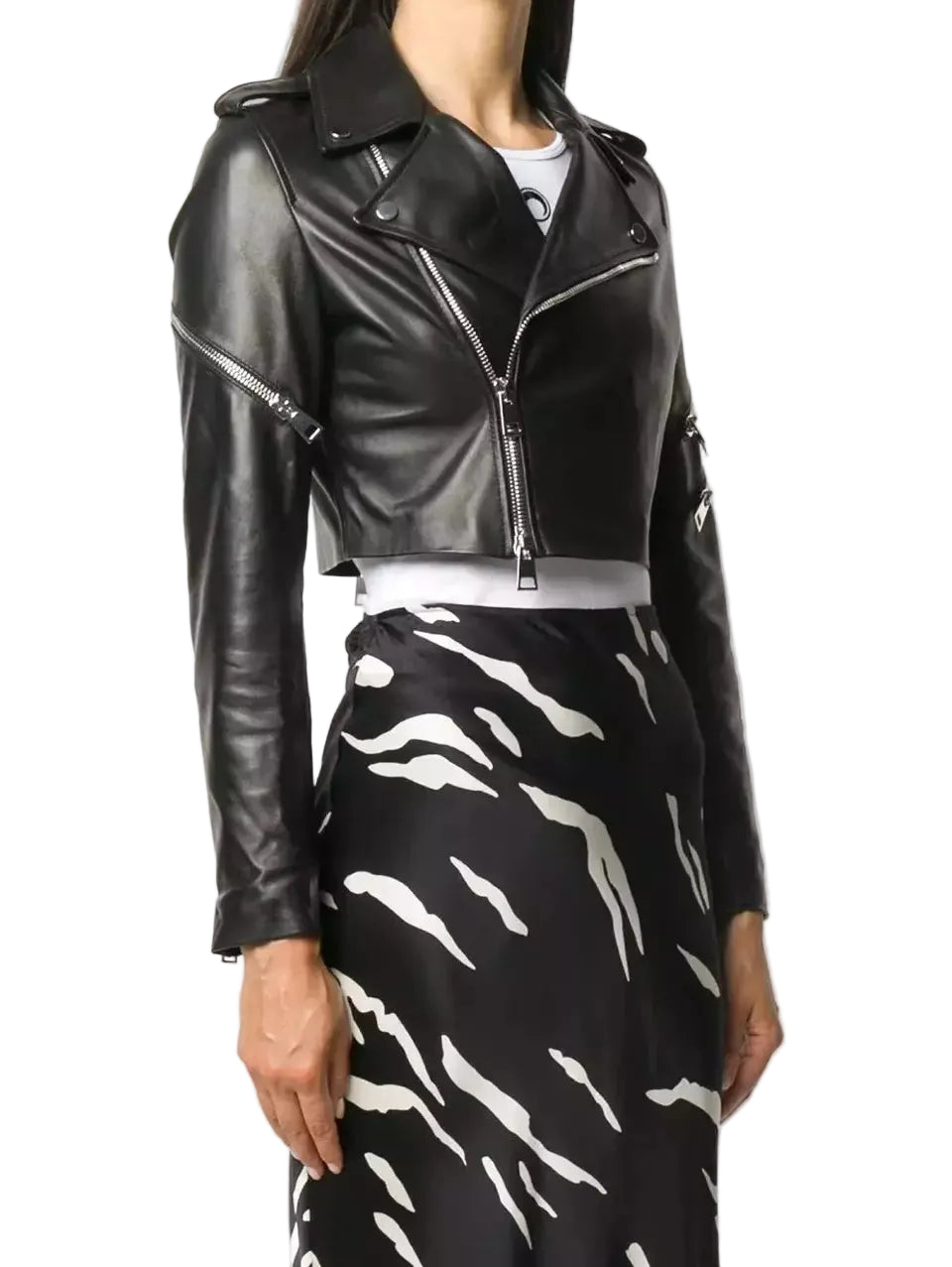 Luxequir Collection Women Cropped Leather Jacket - Casual Wear Genuine Black Leather Jacket Luxequir Vogue