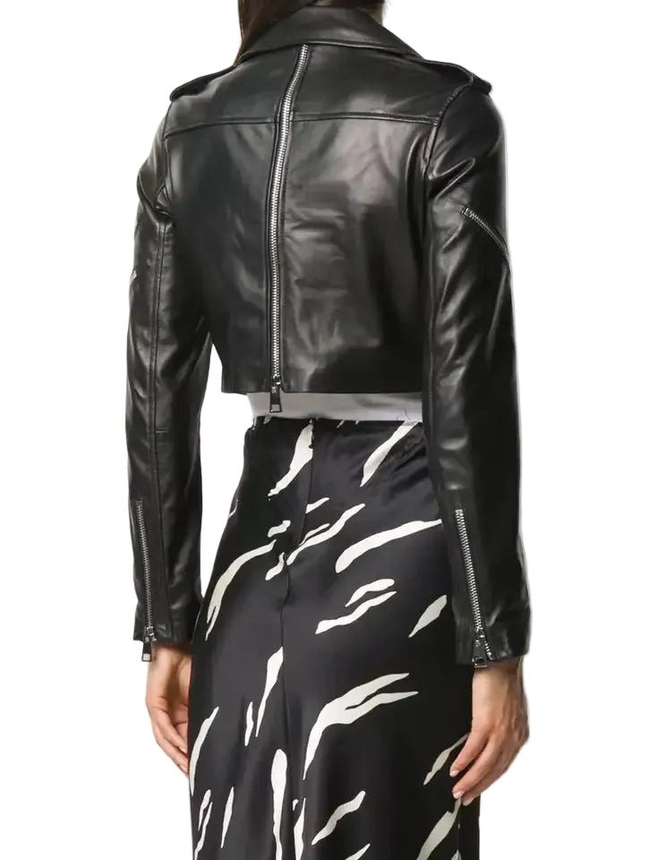Luxequir Collection Women Cropped Leather Jacket - Casual Wear Genuine Black Leather Jacket Luxequir Vogue